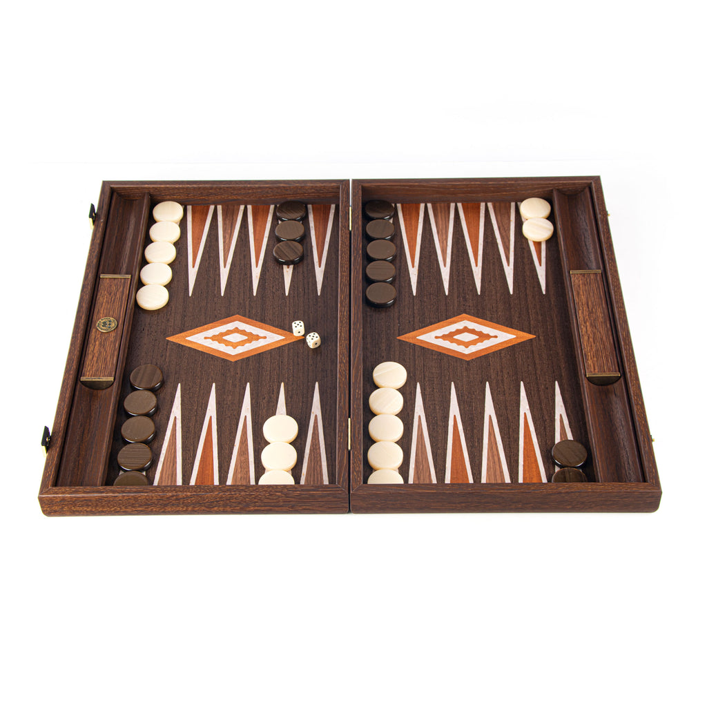 NATURAL WALNUT BURL Backgammon - MANOPOULOS Chess