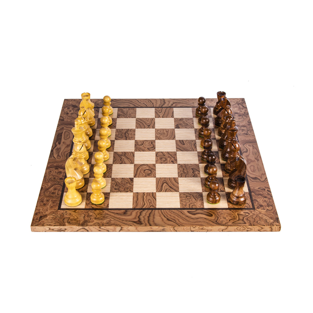 Walnut Burl And Cork Vinyl Chessboard with Quality Club Pieces – Chess Made  Fun