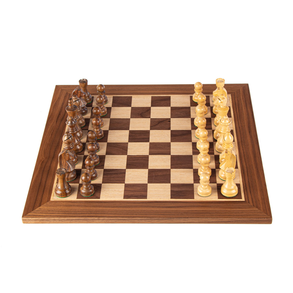 WALNUT Chess set 40x40cm (Medium) with Staunton Chessmen 7,7cm