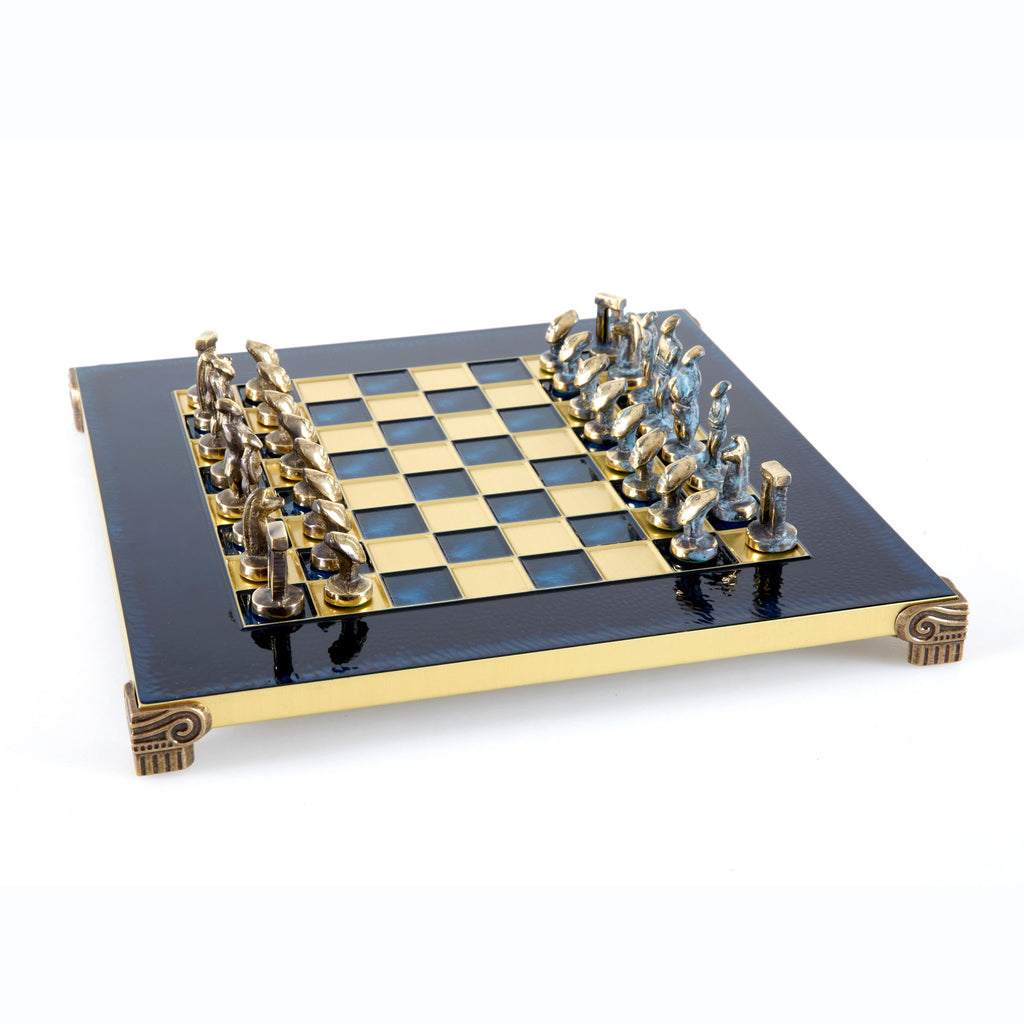 The Battle Of Troy: Chess Set with Leatherette Chessboard & Box + Checker Se