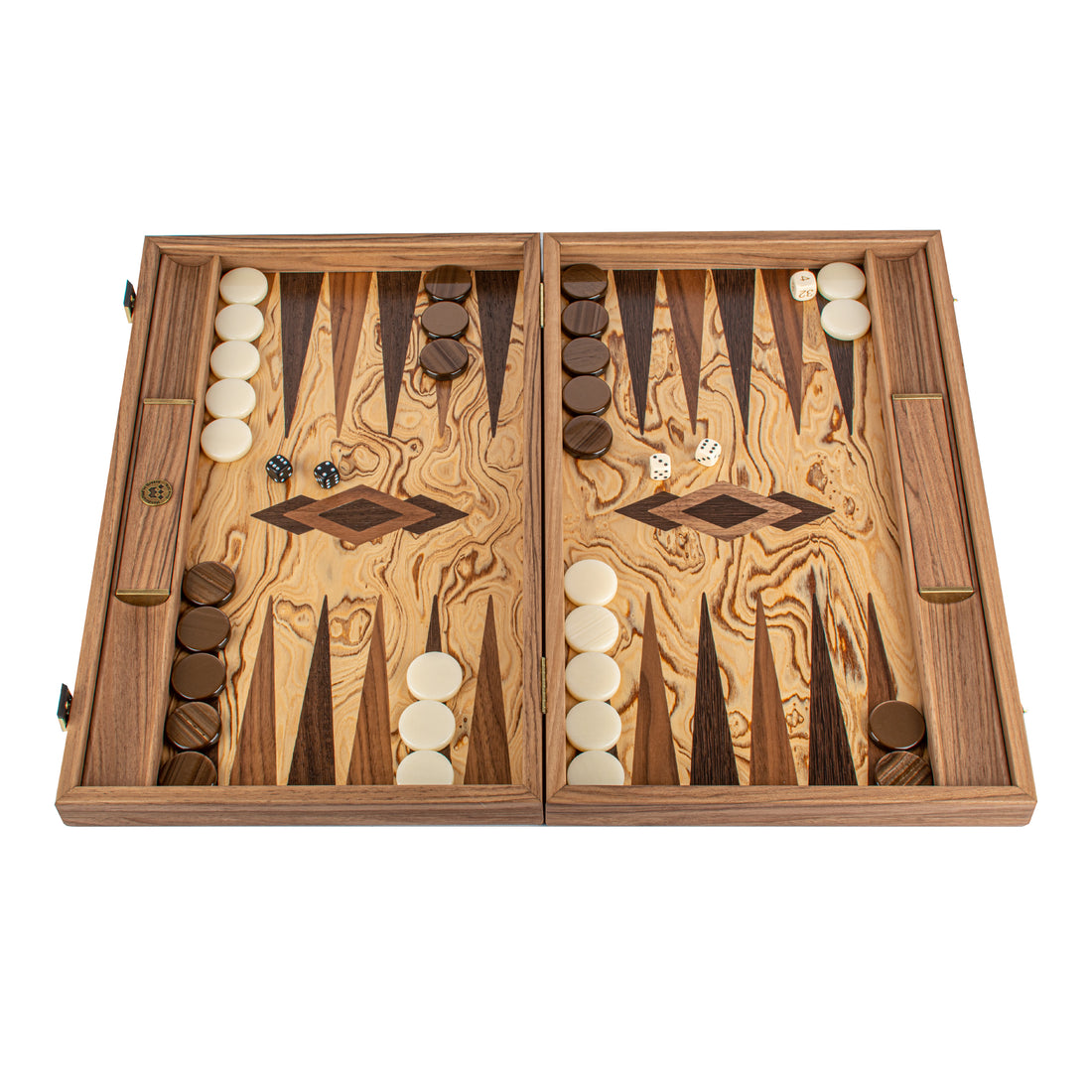 Premium Handcrafted Italian Olive Burl Backgammon Set - Timeless Elegance - Premium Backgammon from MANOPOULOS Chess & Backgammon - Just €143! Shop now at MANOPOULOS Chess & Backgammon