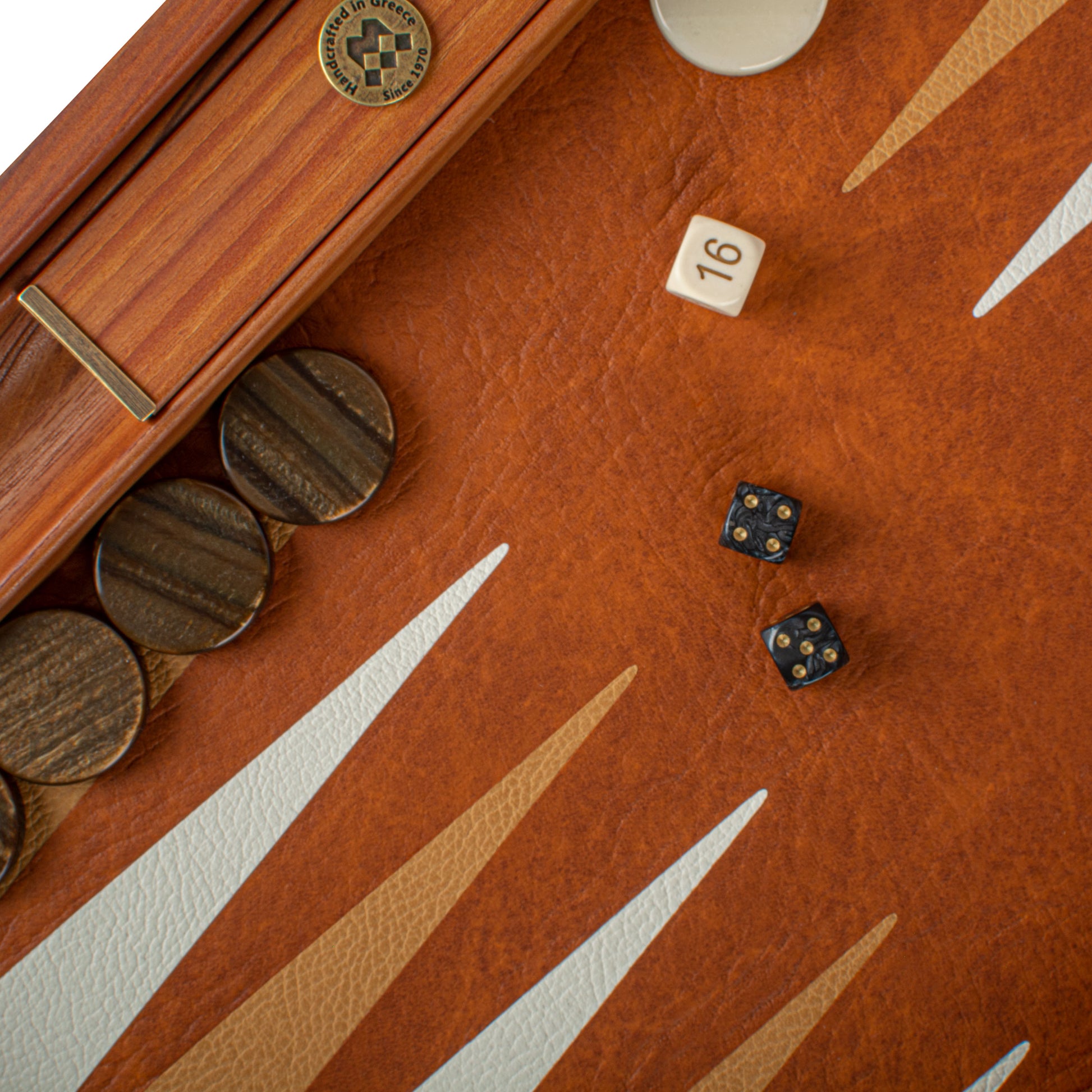 Premium Handcrafted Leatherette Crocodile Tote Backgammon Set - Caramel Brown, Rustic & Ivory - Premium Backgammon from MANOPOULOS Chess & Backgammon - Just €215! Shop now at MANOPOULOS Chess & Backgammon