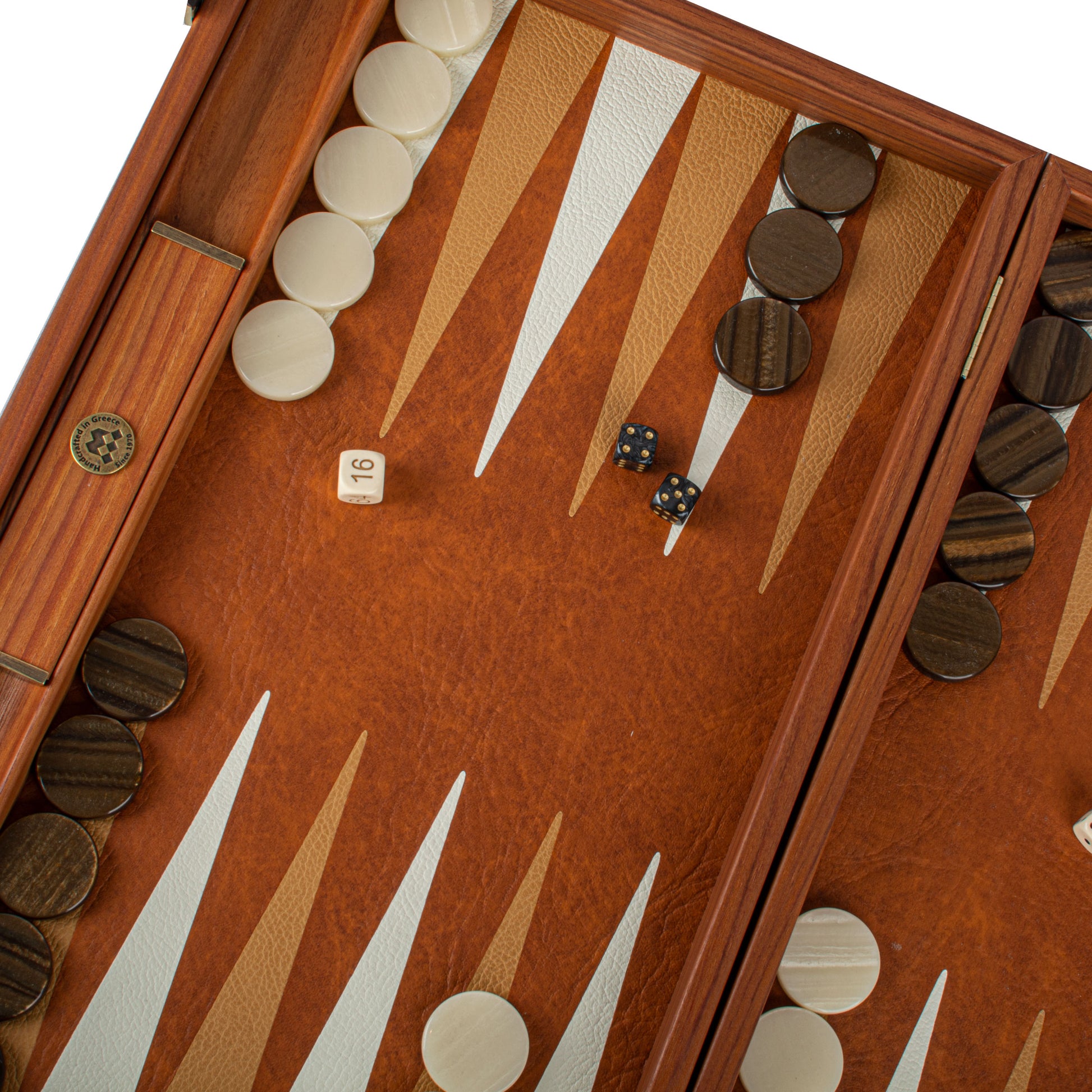 Premium Handcrafted Leatherette Crocodile Tote Backgammon Set - Caramel Brown, Rustic & Ivory - Premium Backgammon from MANOPOULOS Chess & Backgammon - Just €215! Shop now at MANOPOULOS Chess & Backgammon