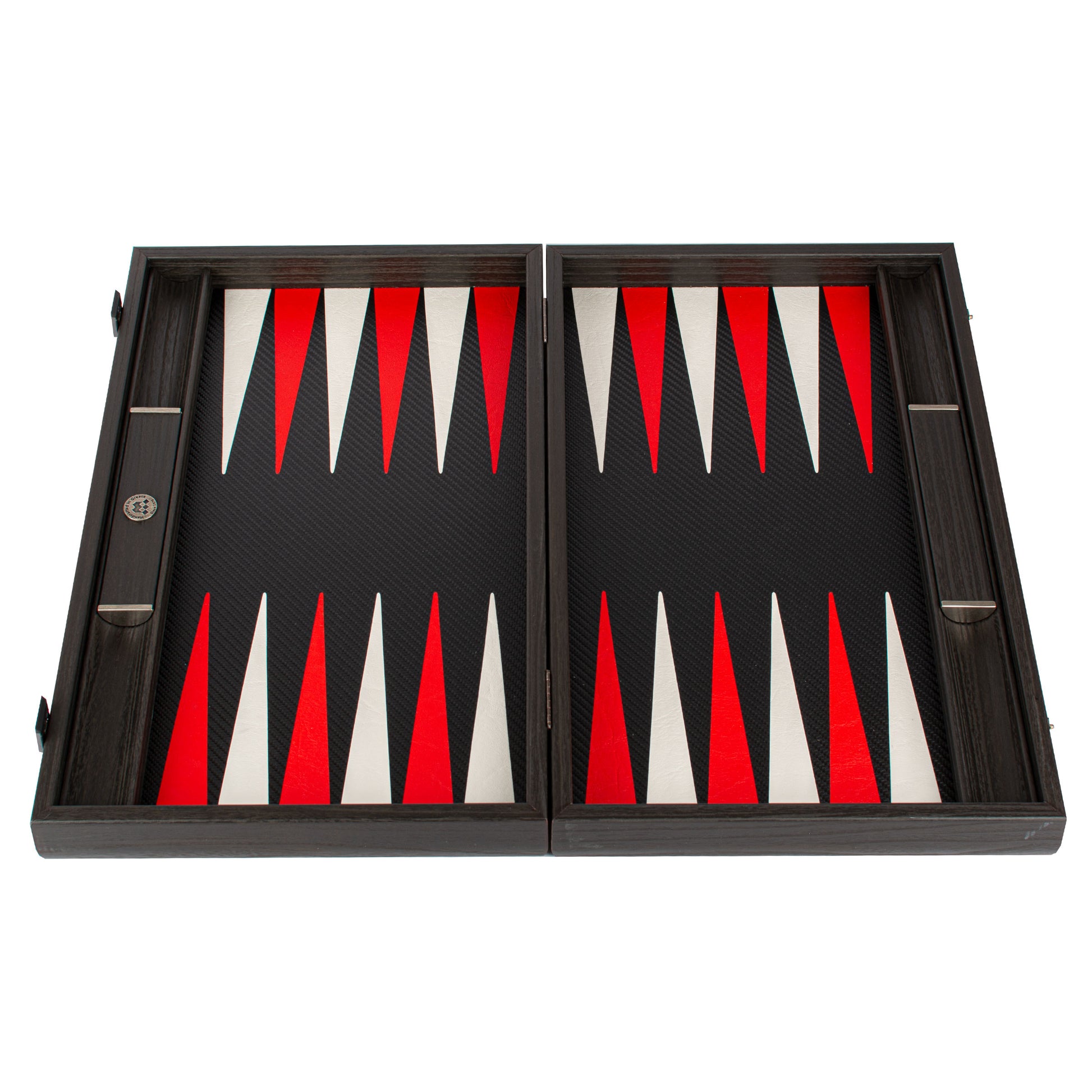 Premium Leatherette Carbon Fiber Texture Backgammon Set - Red & Ice White Design - Premium Backgammon from MANOPOULOS Chess & Backgammon - Just €254! Shop now at MANOPOULOS Chess & Backgammon