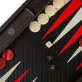 Premium Leatherette Carbon Fiber Texture Backgammon Set - Red & Ice White Design - Premium Backgammon from MANOPOULOS Chess & Backgammon - Just €254! Shop now at MANOPOULOS Chess & Backgammon