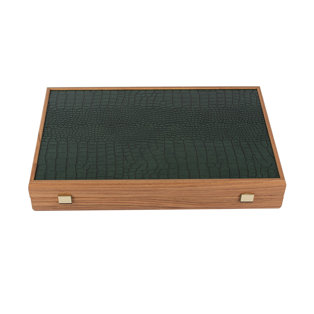 Premium Handcrafted Leatherette Crocodile Tote Backgammon Set - Green, Mocha & Ivory - Premium Backgammon from MANOPOULOS Chess & Backgammon - Just €215! Shop now at MANOPOULOS Chess & Backgammon