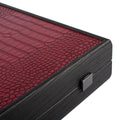 Premium Handcrafted Leatherette Crocodile Tote Backgammon Set - Burgundy Red, Black & Ice White - Premium Backgammon from MANOPOULOS Chess & Backgammon - Just €215! Shop now at MANOPOULOS Chess & Backgammon