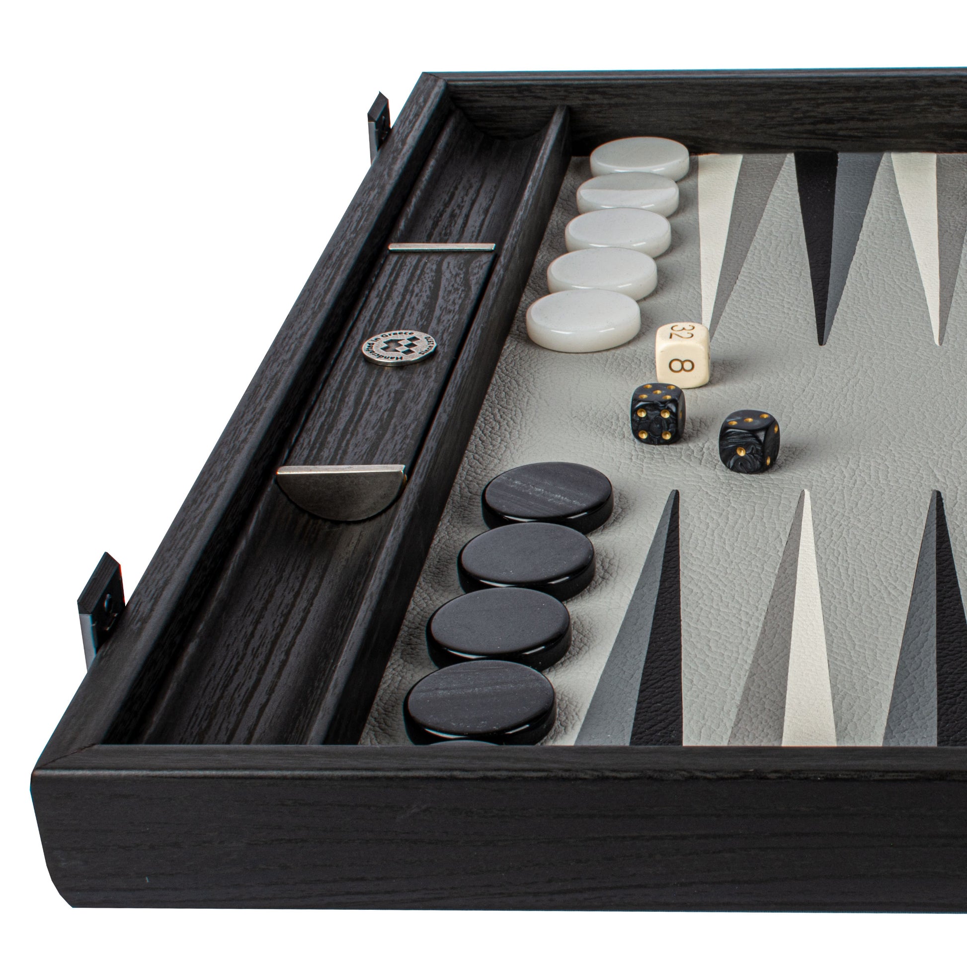 Premium Leatherette Trilogy of Grey Backgammon Set - Luxury Game with Leatherette Finish - Premium Backgammon from MANOPOULOS Chess & Backgammon - Just €254! Shop now at MANOPOULOS Chess & Backgammon