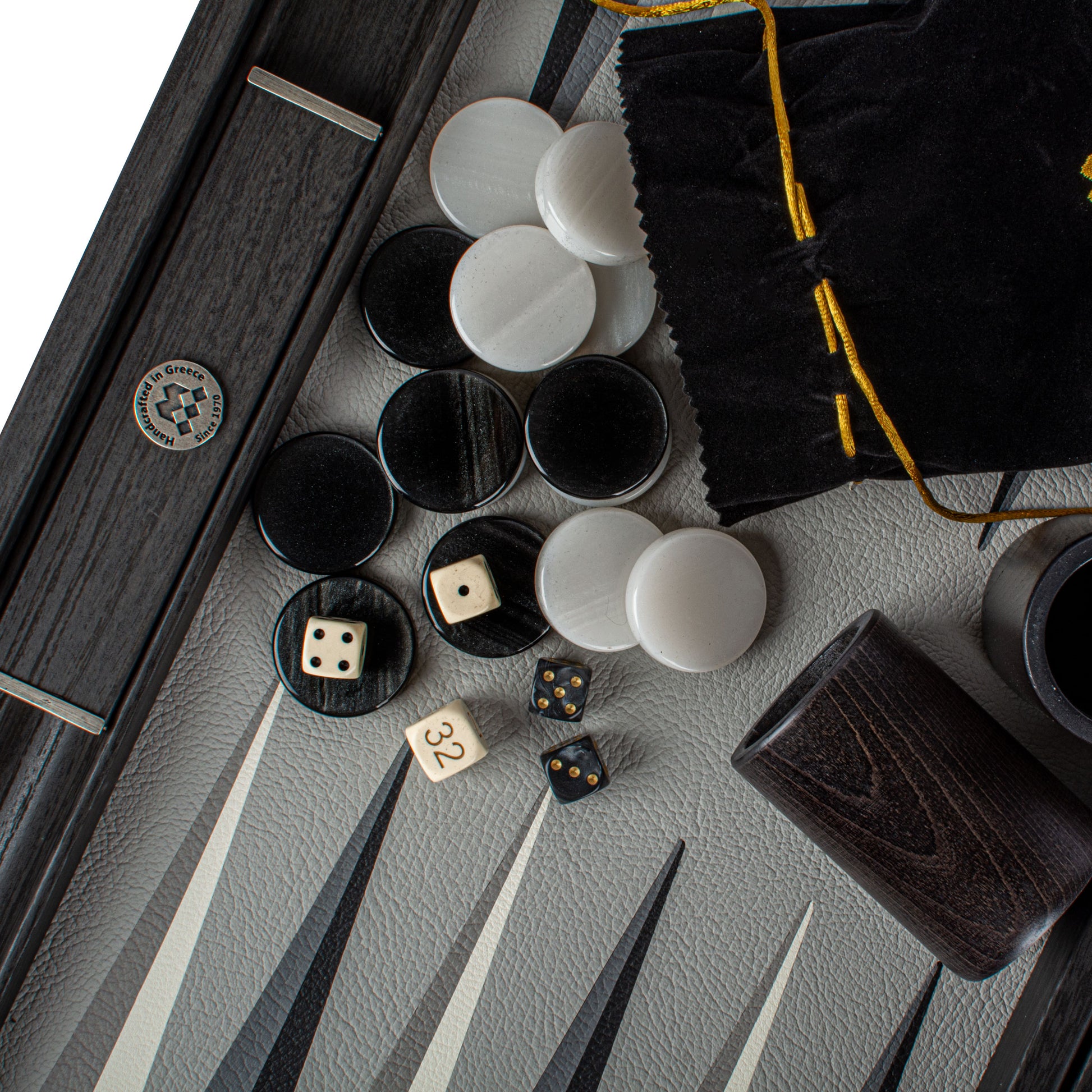 Premium Leatherette Trilogy of Grey Backgammon Set - Luxury Game with Leatherette Finish - Premium Backgammon from MANOPOULOS Chess & Backgammon - Just €254! Shop now at MANOPOULOS Chess & Backgammon