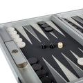 Premium Handcrafted Silver Grid Texture Backgammon Set with Rubber Playing Field - Premium Backgammon from MANOPOULOS Chess & Backgammon - Just €199! Shop now at MANOPOULOS Chess & Backgammon