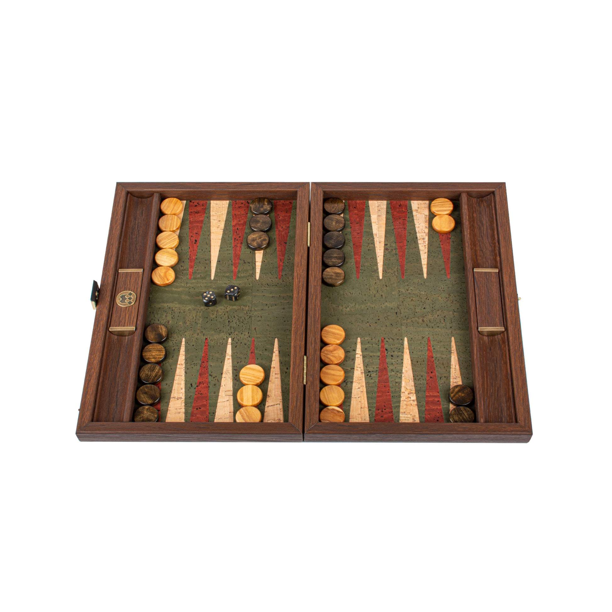 Premium Handcrafted Green Natural Cork Backgammon Set with Oak Wood Checkers - Premium Backgammon from MANOPOULOS Chess & Backgammon - Just €97.80! Shop now at MANOPOULOS Chess & Backgammon