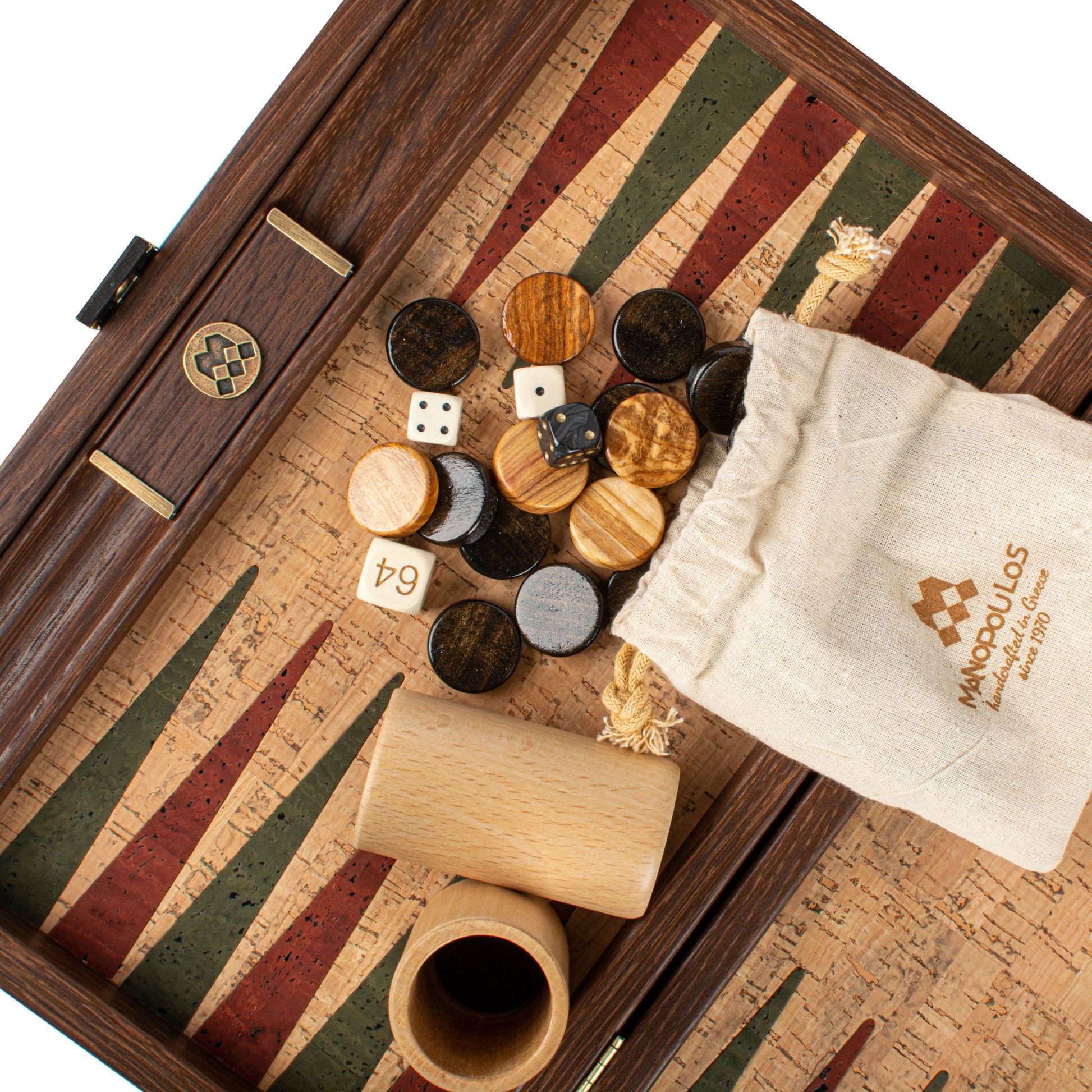 Premium Handcrafted Natural Cork Backgammon Set with Oak Wood Checkers - Premium Backgammon from MANOPOULOS Chess & Backgammon - Just €97.80! Shop now at MANOPOULOS Chess & Backgammon