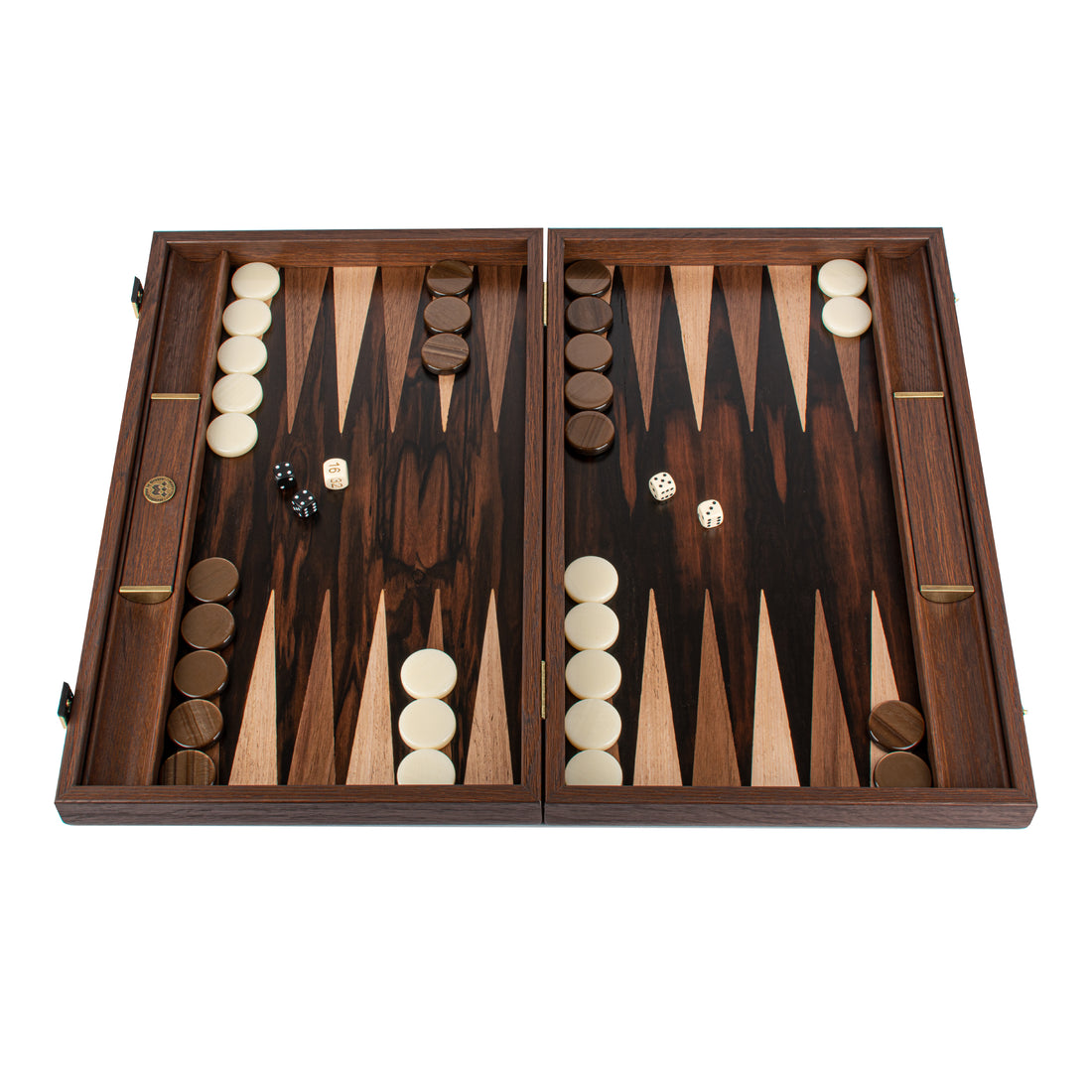 Premium Handcrafted Ebony Macassar Backgammon Set - Walnut & Oak Points - Premium Backgammon from MANOPOULOS Chess & Backgammon - Just €299! Shop now at MANOPOULOS Chess & Backgammon