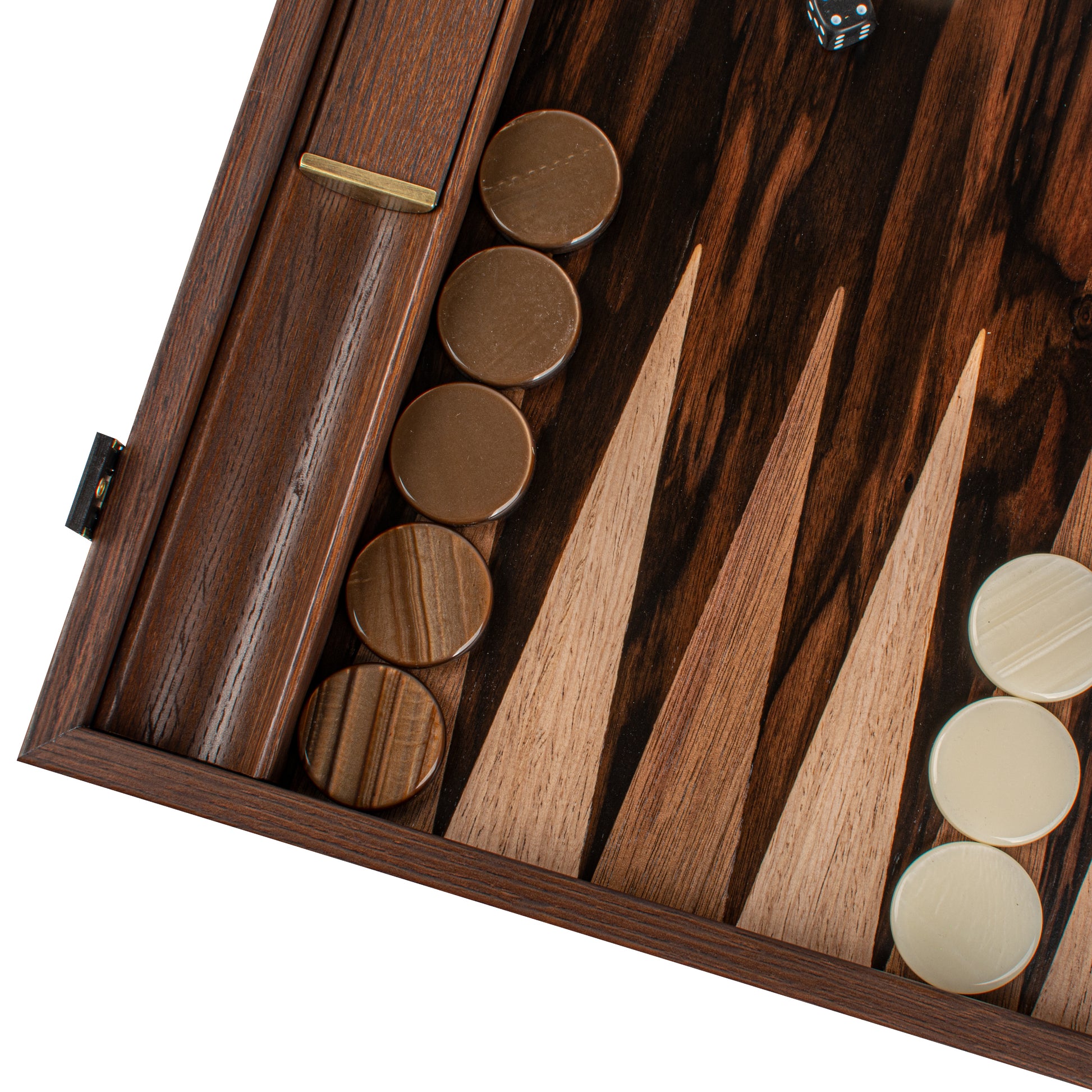 Premium Handcrafted Ebony Macassar Backgammon Set - Walnut & Oak Points - Premium Backgammon from MANOPOULOS Chess & Backgammon - Just €299! Shop now at MANOPOULOS Chess & Backgammon