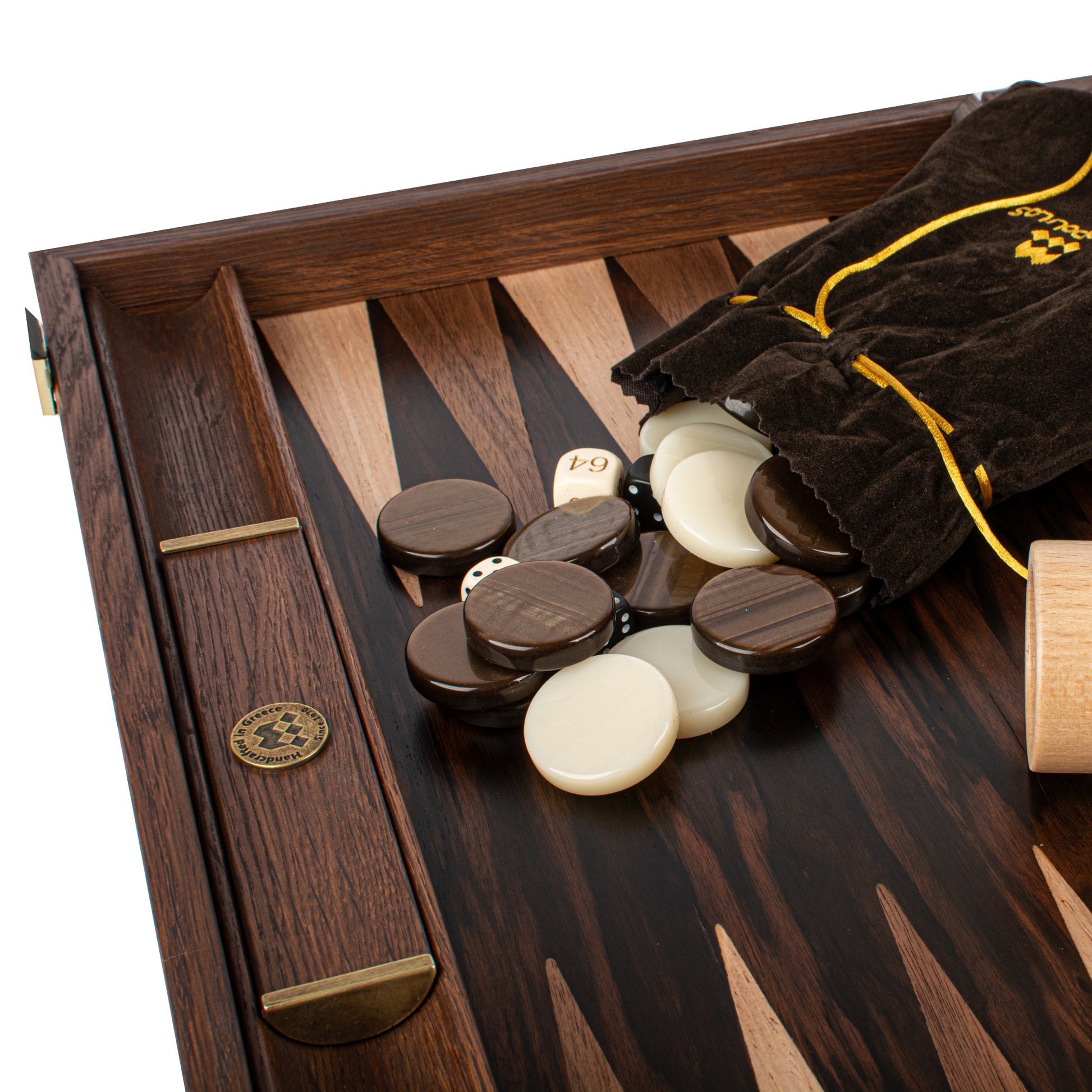 Premium Handcrafted Ebony Macassar Backgammon Set - Walnut & Oak Points - Premium Backgammon from MANOPOULOS Chess & Backgammon - Just €299! Shop now at MANOPOULOS Chess & Backgammon