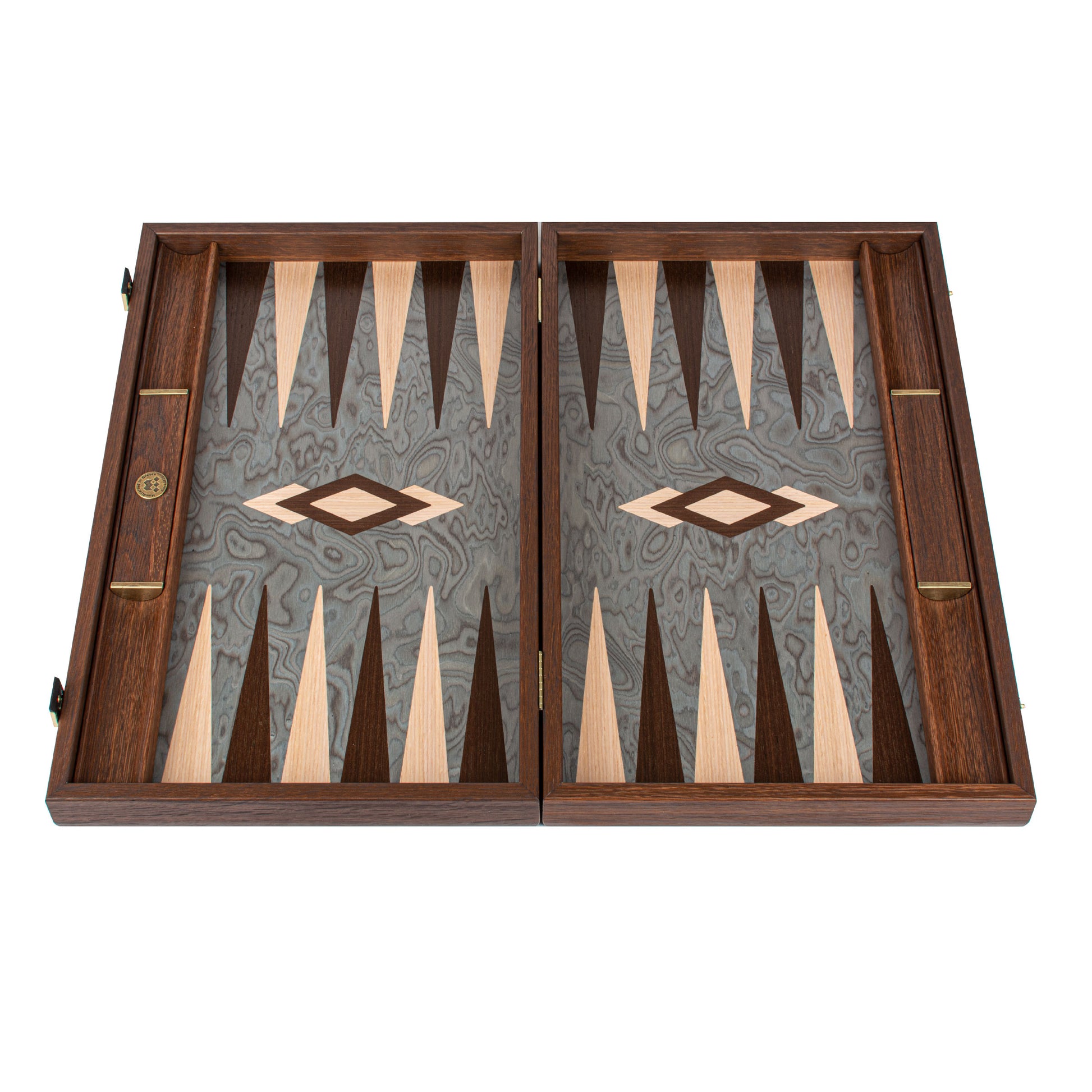 Premium Handcrafted Pearly Grey Vavona Backgammon Set - Luxury Board Game with Oak & Wenge Accents - Premium Backgammon from MANOPOULOS Chess & Backgammon - Just €218! Shop now at MANOPOULOS Chess & Backgammon