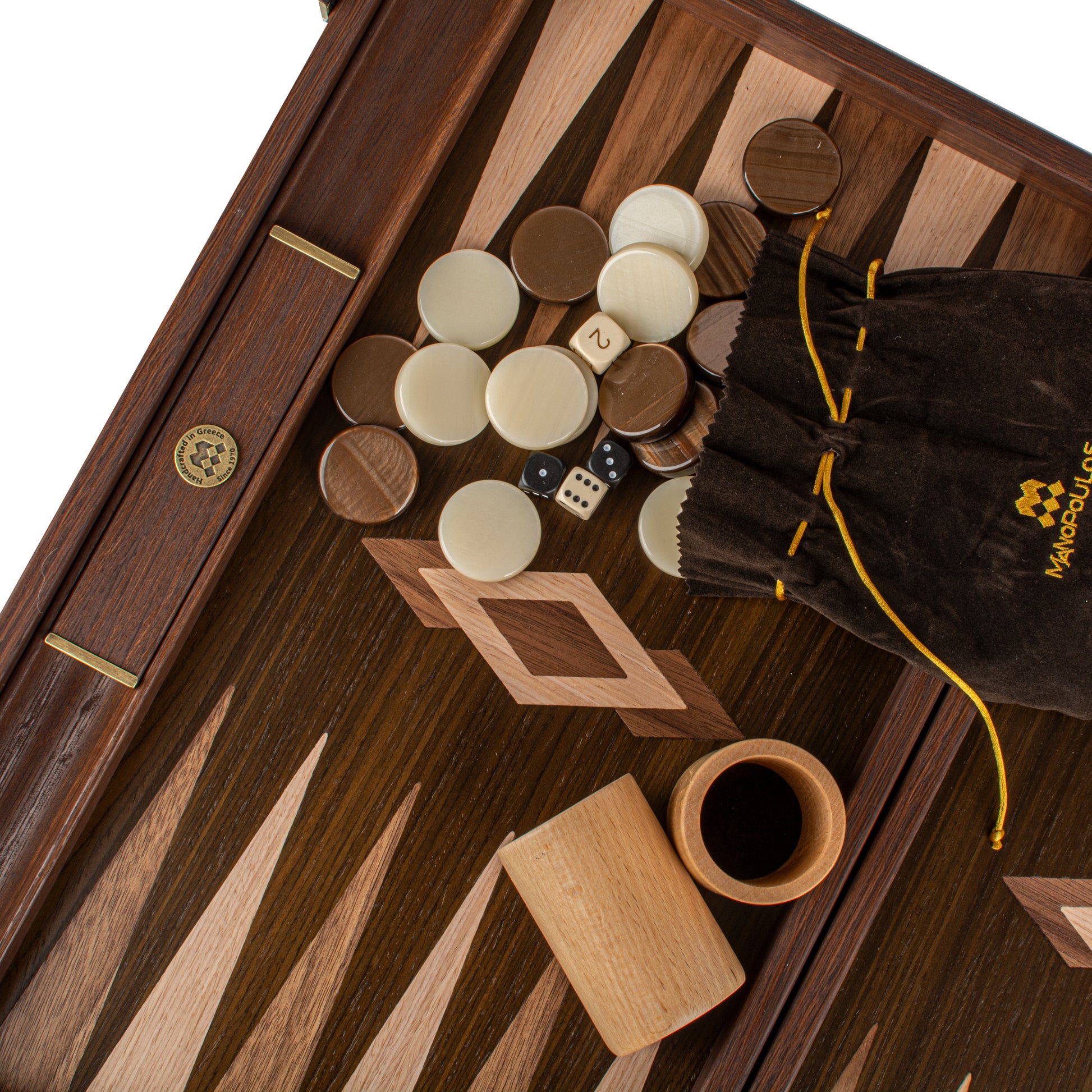 Premium Handcrafted Ziricote Bookmatch Backgammon Set - Thermo Oak, Walnut & Oak Points - Premium Backgammon from MANOPOULOS Chess & Backgammon - Just €299! Shop now at MANOPOULOS Chess & Backgammon