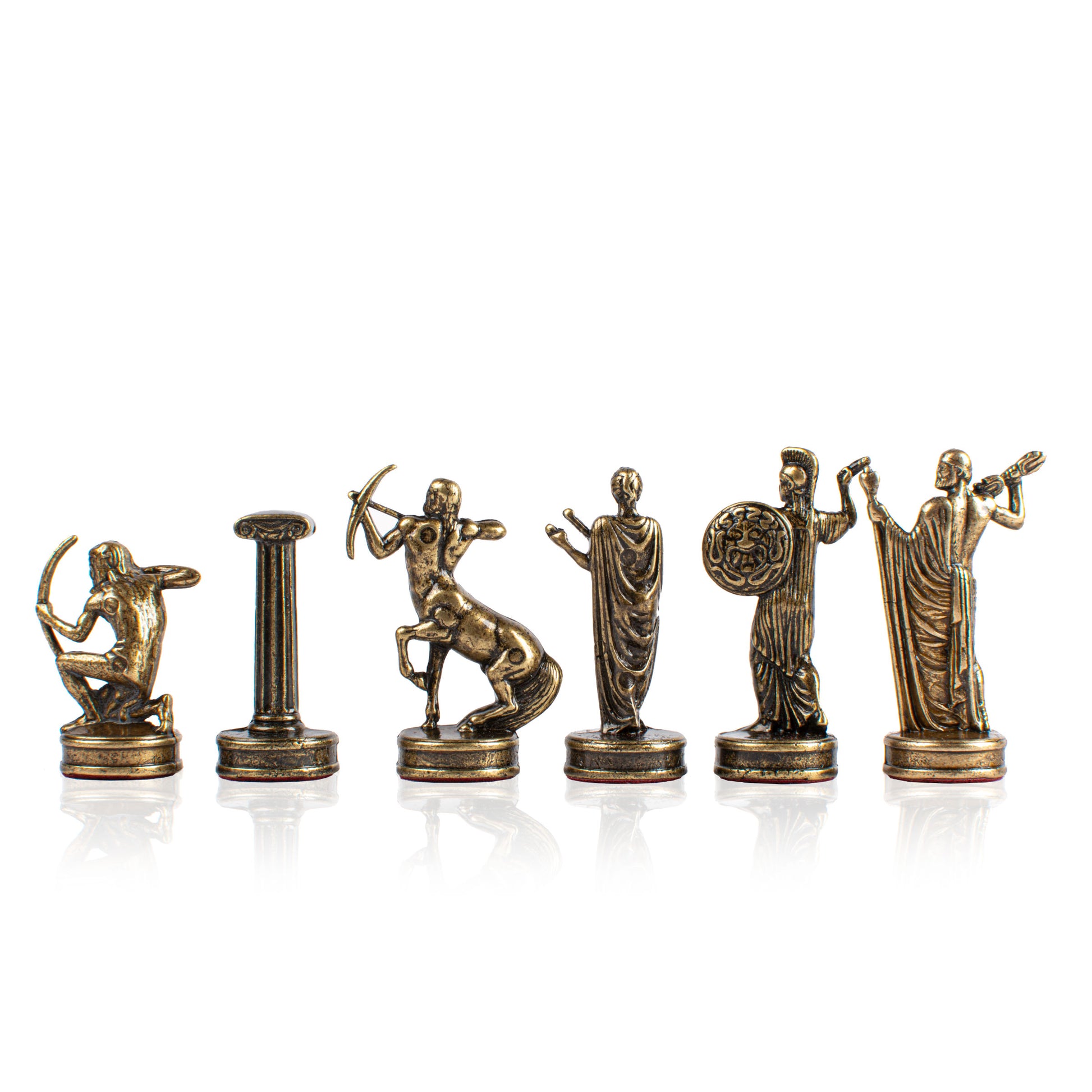 Handcrafted Metallic Chessmen Set - Labours of Hercules Blue-Brass (Medium) - Premium Chess from MANOPOULOS Chess & Backgammon - Just €102! Shop now at MANOPOULOS Chess & Backgammon