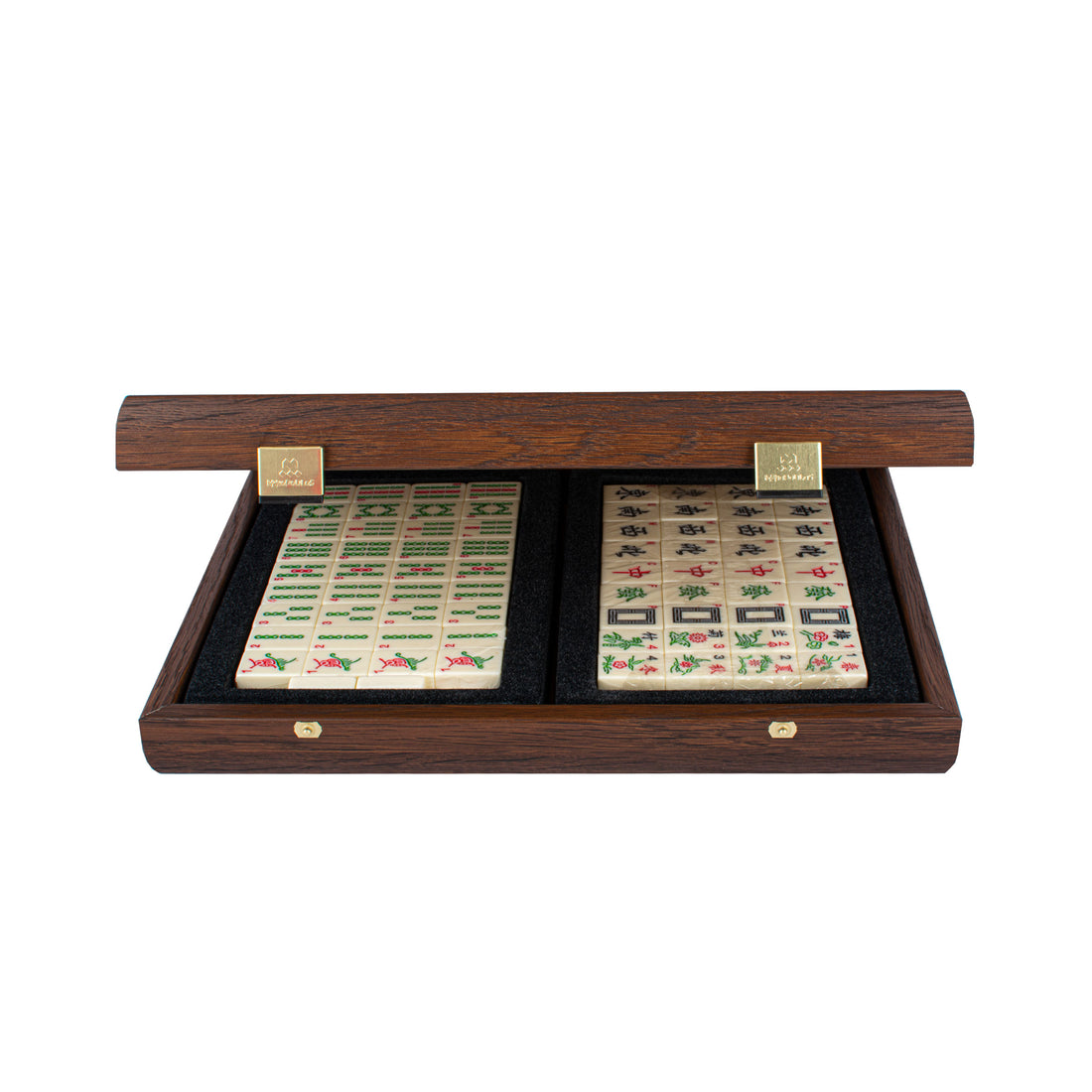 Premium Mahjong Tiles Set in Dark Brown Straw Wooden Case - Premium Dominoes from MANOPOULOS Chess & Backgammon - Just €119! Shop now at MANOPOULOS Chess & Backgammon