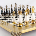 Handcrafted Classic Metal Staunton Chess Set with Pearl Elements, Black & White (Large) - Premium Chess from MANOPOULOS Chess & Backgammon - Just €393! Shop now at MANOPOULOS Chess & Backgammon