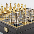 Handcrafted Classic Metal Staunton Chess Set in Wooden Box with Storage - Gold & Silver (Large) - Premium Chess from MANOPOULOS Chess & Backgammon - Just €239! Shop now at MANOPOULOS Chess & Backgammon