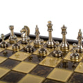 Handcrafted Classic Metal Staunton Chess Set in Wooden Box with Storage – Gold & Silver (Medium) - Premium Chess from MANOPOULOS Chess & Backgammon - Just €183! Shop now at MANOPOULOS Chess & Backgammon