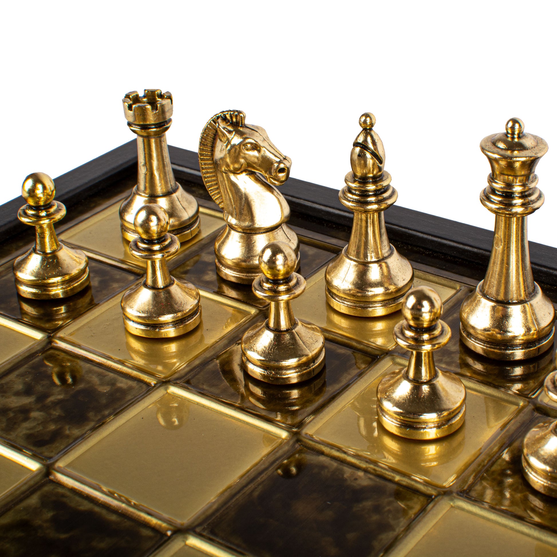 Handcrafted Classic Metal Staunton Chess Set in Wooden Box with Storage – Gold & Silver (Medium) - Premium Chess from MANOPOULOS Chess & Backgammon - Just €183! Shop now at MANOPOULOS Chess & Backgammon