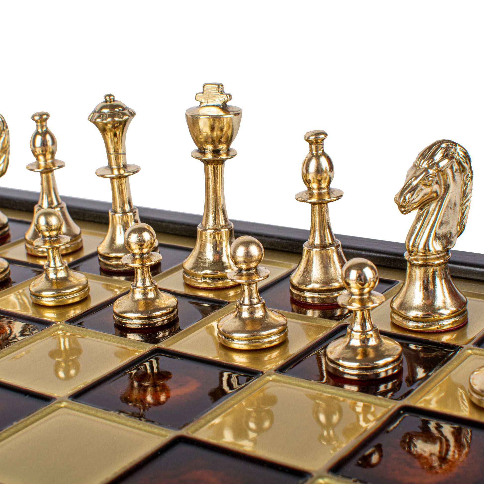 Handcrafted Classic Metal Staunton Chess Set in Wooden Box with Storage – Gold & Silver (Medium) - Premium Chess from MANOPOULOS Chess & Backgammon - Just €183! Shop now at MANOPOULOS Chess & Backgammon