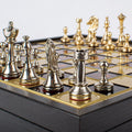 Handcrafted Classic Metal Staunton Chess Set in Wooden Box with Storage – Gold & Silver (Medium) - Premium Chess from MANOPOULOS Chess & Backgammon - Just €183! Shop now at MANOPOULOS Chess & Backgammon