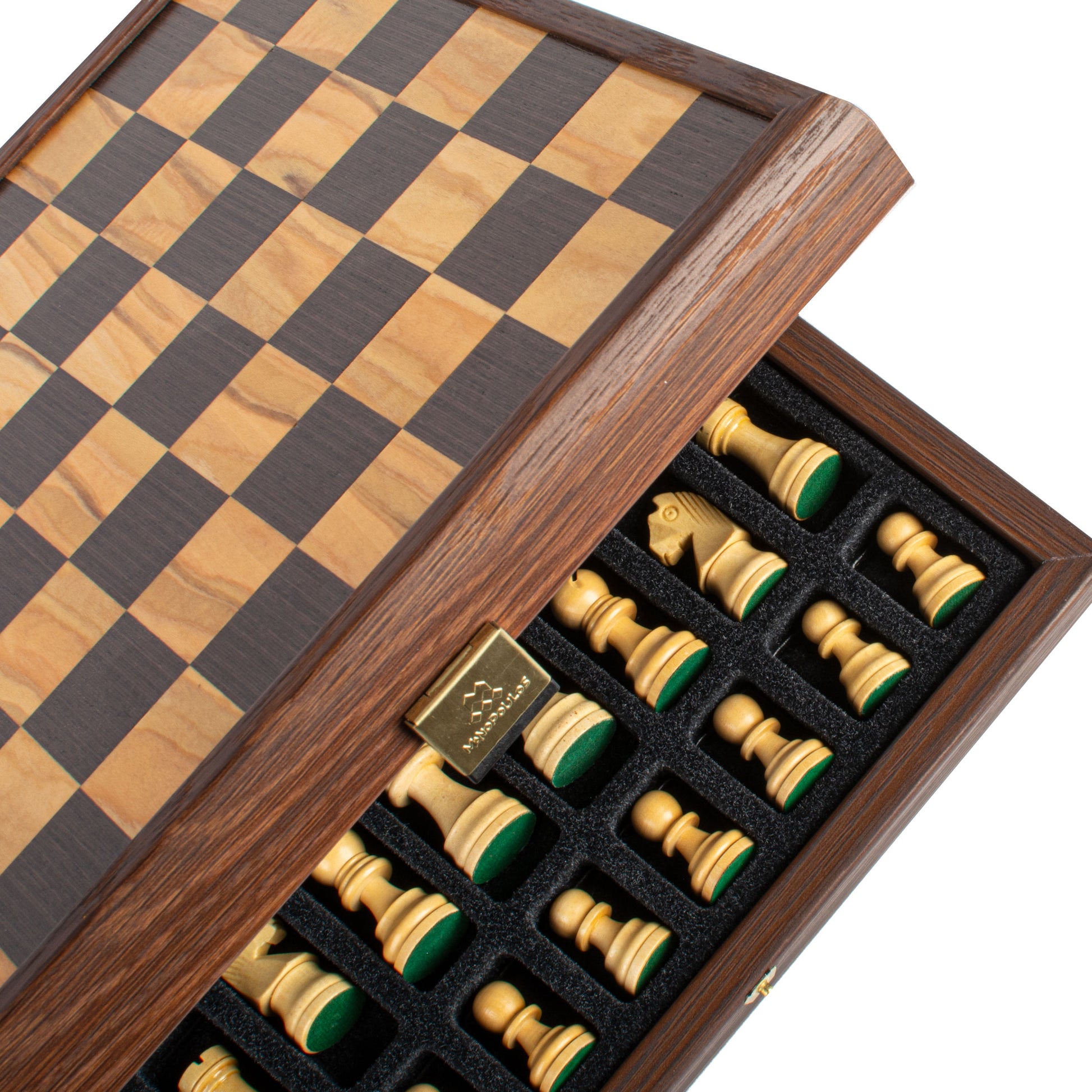 Handcrafted Olive Burl Chess Set - 27x27cm with Staunton Chessmen (6.4cm King) - Premium Chess from MANOPOULOS Chess & Backgammon - Just €144! Shop now at MANOPOULOS Chess & Backgammon