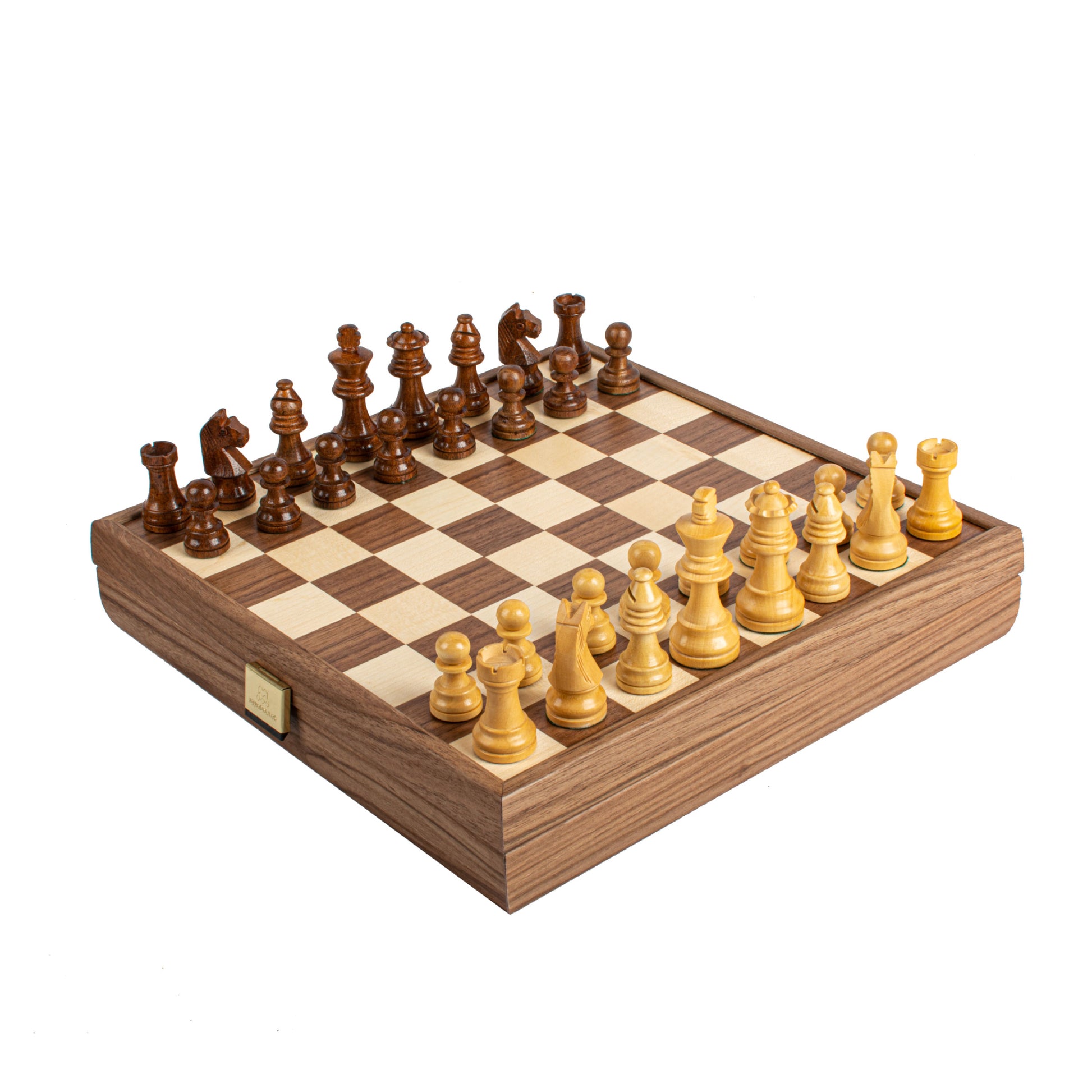 Handcrafted Walnut Chess Set - 27x27cm with Staunton Chessmen (6.4cm King) - Premium Chess from MANOPOULOS Chess & Backgammon - Just €123! Shop now at MANOPOULOS Chess & Backgammon