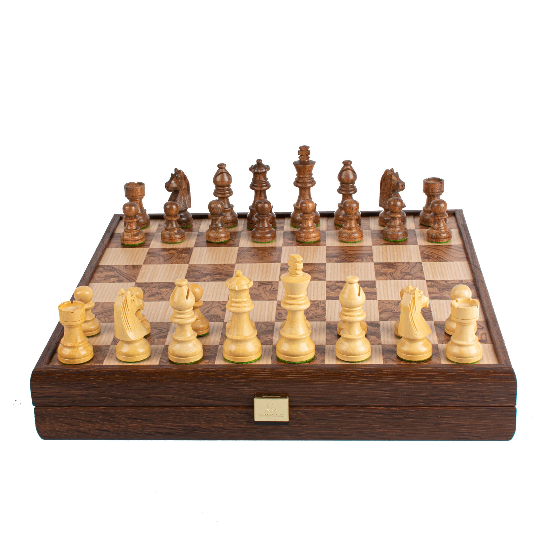 Handcrafted Walnut Burl Chess Set - 35x35cm with Staunton Chessmen (7.6cm King) - Premium Chess from MANOPOULOS Chess & Backgammon - Just €168! Shop now at MANOPOULOS Chess & Backgammon