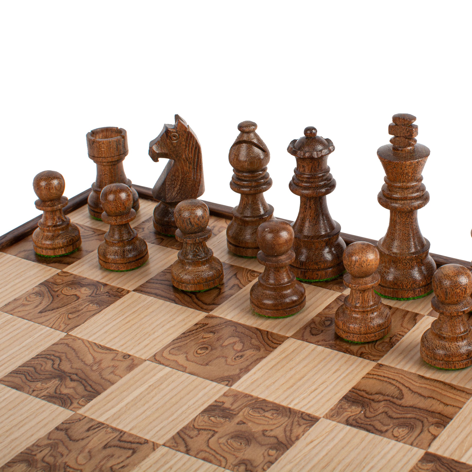 Handcrafted Walnut Burl Chess Set - 35x35cm with Staunton Chessmen (7.6cm King) - Premium Chess from MANOPOULOS Chess & Backgammon - Just €168! Shop now at MANOPOULOS Chess & Backgammon