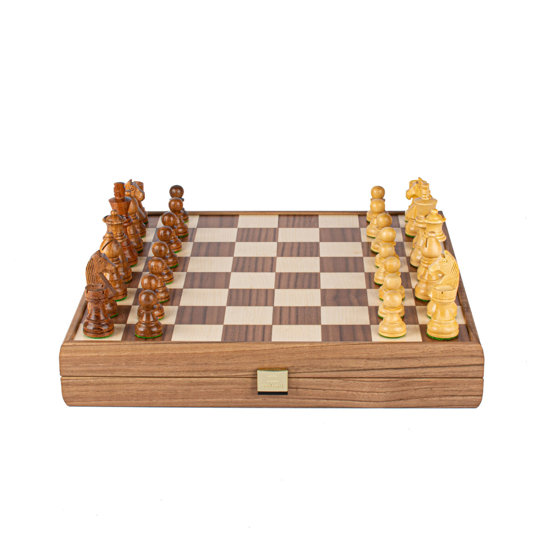 Handcrafted Walnut Chess Set - 35x35cm with Weighted Staunton Chessmen (7.6cm King) - Premium Chess from MANOPOULOS Chess & Backgammon - Just €156! Shop now at MANOPOULOS Chess & Backgammon