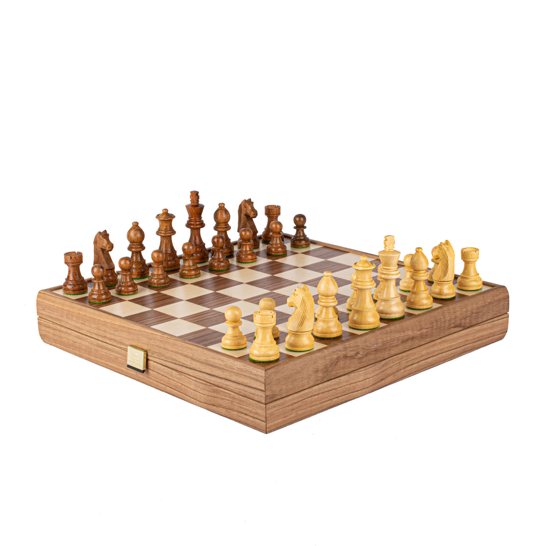 Handcrafted Walnut Chess Set - 35x35cm with Weighted Staunton Chessmen (7.6cm King) - Premium Chess from MANOPOULOS Chess & Backgammon - Just €156! Shop now at MANOPOULOS Chess & Backgammon