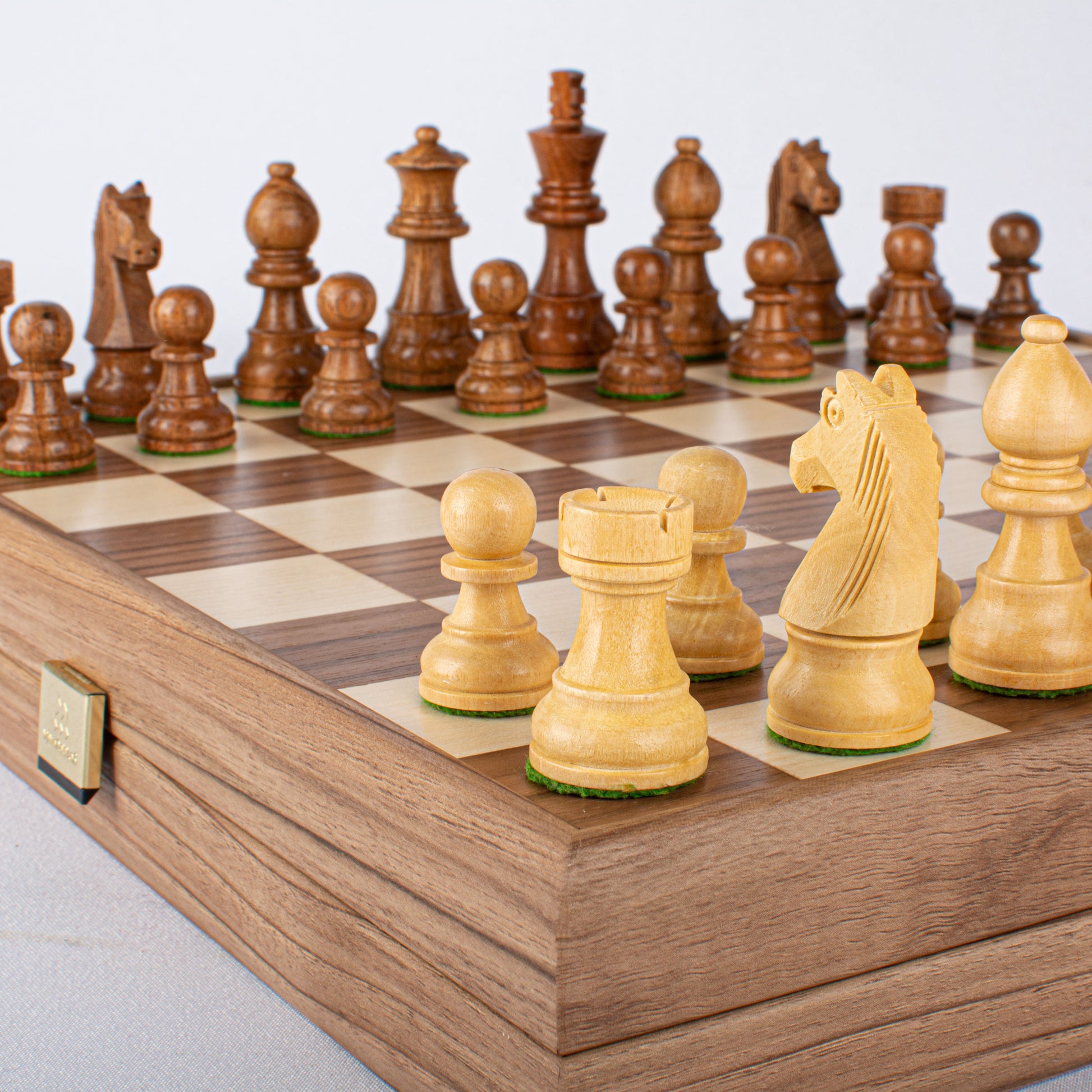 Handcrafted Walnut Chess Set - 35x35cm with Weighted Staunton Chessmen (7.6cm King) - Premium Chess from MANOPOULOS Chess & Backgammon - Just €156! Shop now at MANOPOULOS Chess & Backgammon