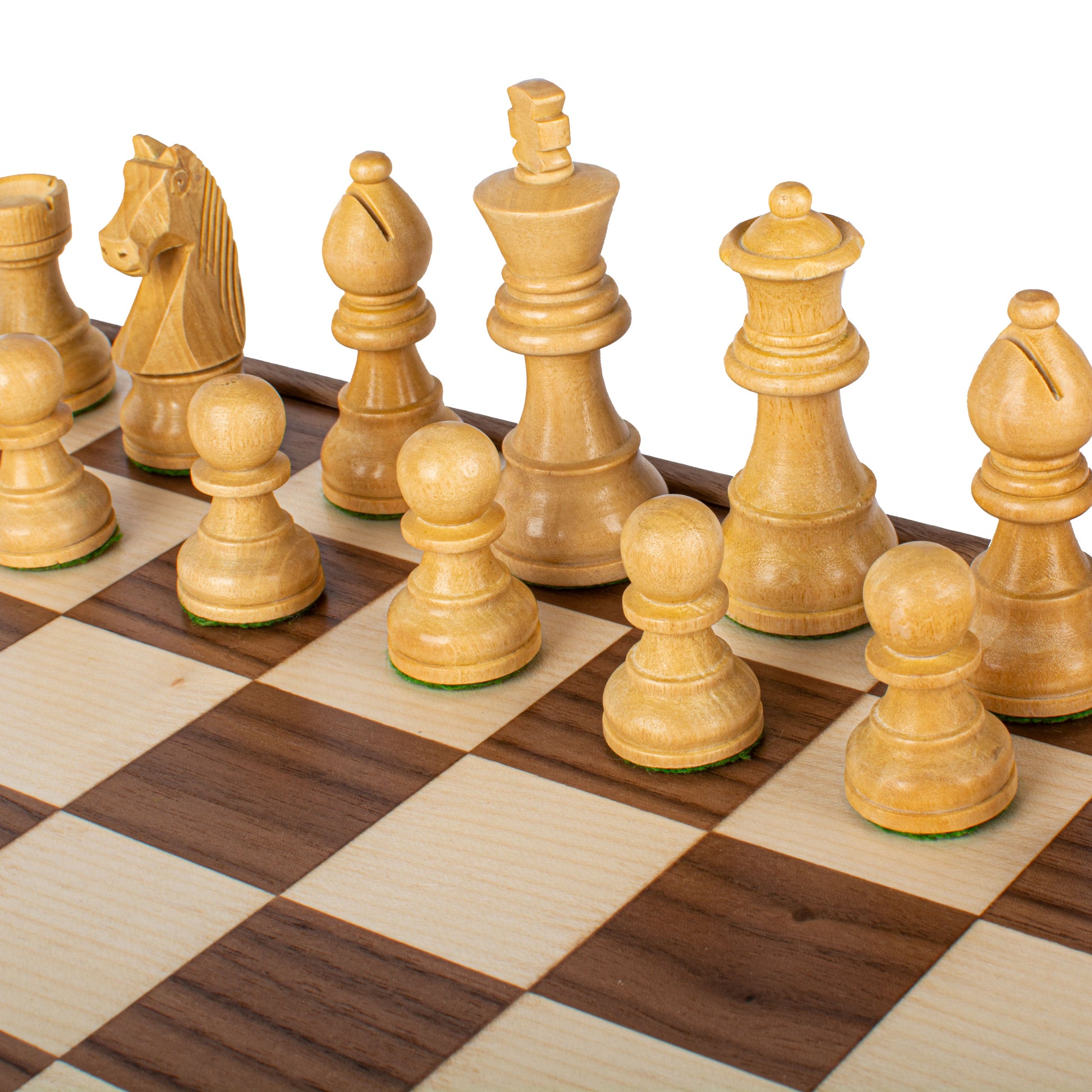 Handcrafted Walnut Chess Set - 35x35cm with Weighted Staunton Chessmen (7.6cm King) - Premium Chess from MANOPOULOS Chess & Backgammon - Just €156! Shop now at MANOPOULOS Chess & Backgammon