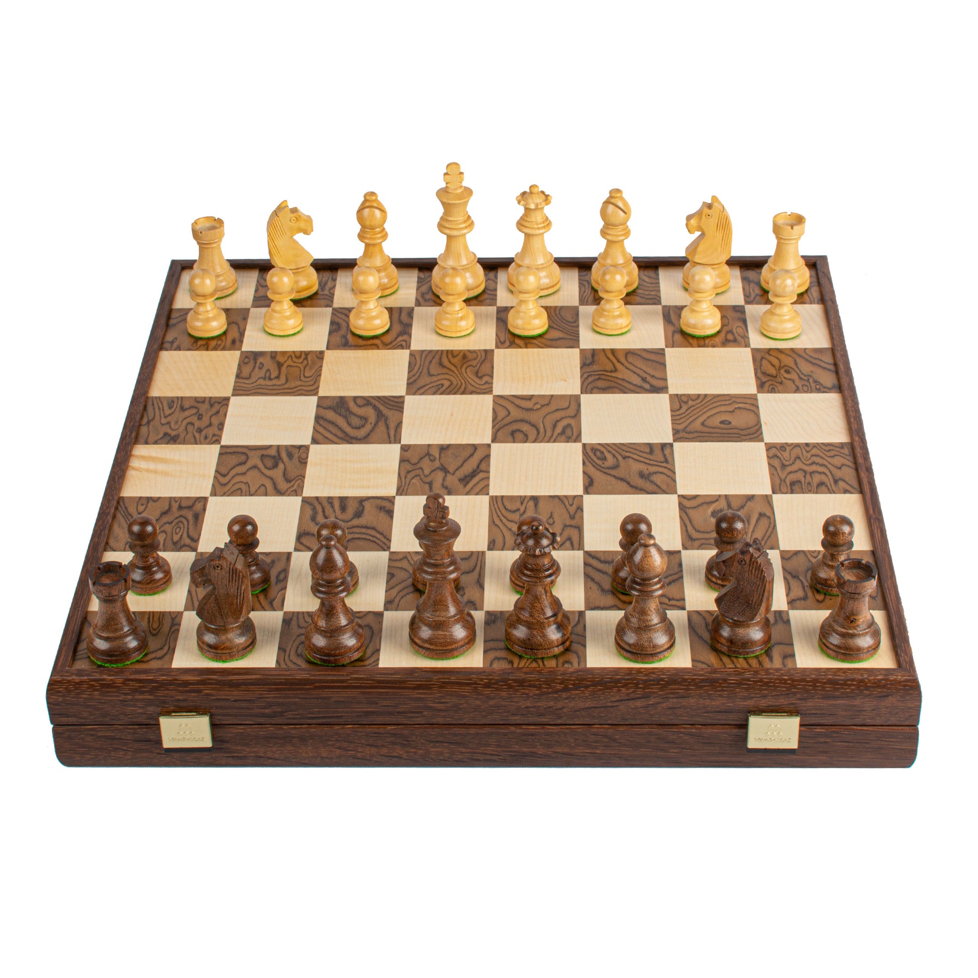 Handcrafted Walnut Burl Chess Set - 43x43cm with Staunton Chessmen (8.9cm King) - Premium Chess from MANOPOULOS Chess & Backgammon - Just €194! Shop now at MANOPOULOS Chess & Backgammon