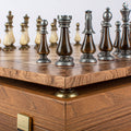 Walnut Burl Chess Set - 50x50cm with Brass and Pewter Finish Chessmen & Pearl Elements - Premium Chess from MANOPOULOS Chess & Backgammon - Just €318! Shop now at MANOPOULOS Chess & Backgammon