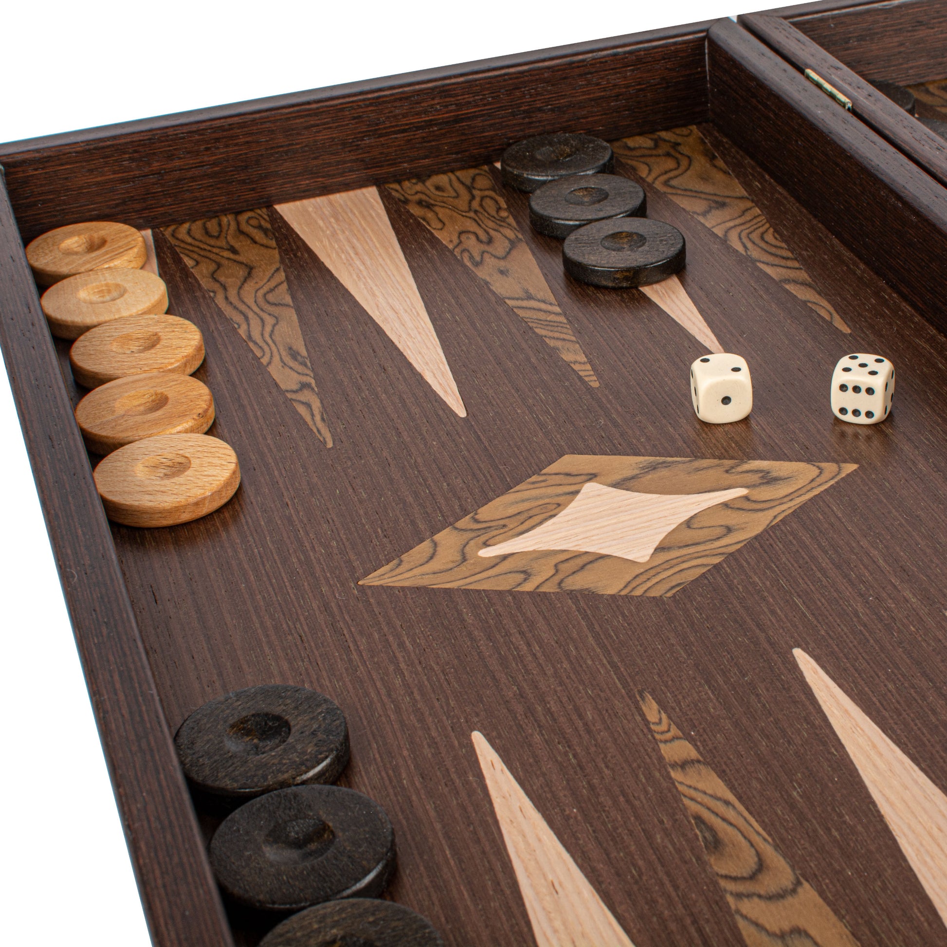 Handcrafted Wenge 3-in-1 Chess, Backgammon, and Checkers Set - Elegant Marquetry Design - Premium Backgammon from MANOPOULOS Chess & Backgammon - Just €95! Shop now at MANOPOULOS Chess & Backgammon