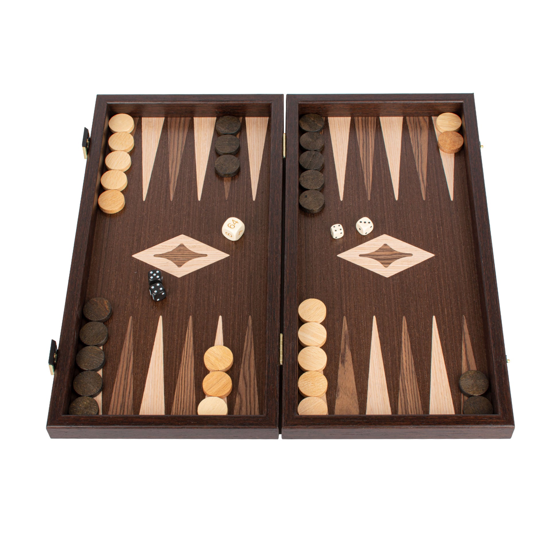 Handcrafted Wenge 3-in-1 Chess, Backgammon, and Checkers Set - Elegant Marquetry Design - Premium Backgammon from MANOPOULOS Chess & Backgammon - Just €95! Shop now at MANOPOULOS Chess & Backgammon