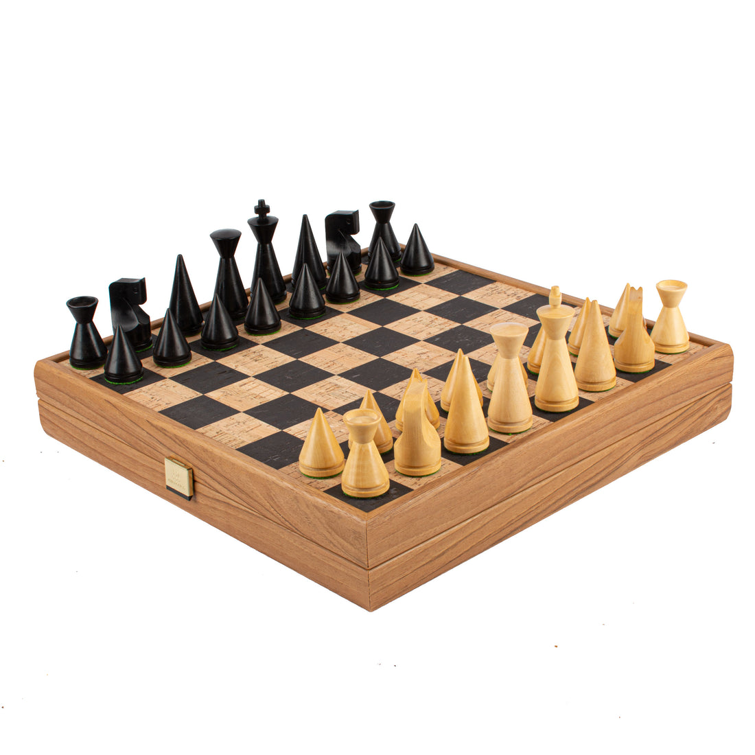 Handcrafted Black-Natural Cork Chess Set - 40x40cm with Modern Style Wooden Chessmen - Premium Chess from MANOPOULOS Chess & Backgammon - Just €143! Shop now at MANOPOULOS Chess & Backgammon