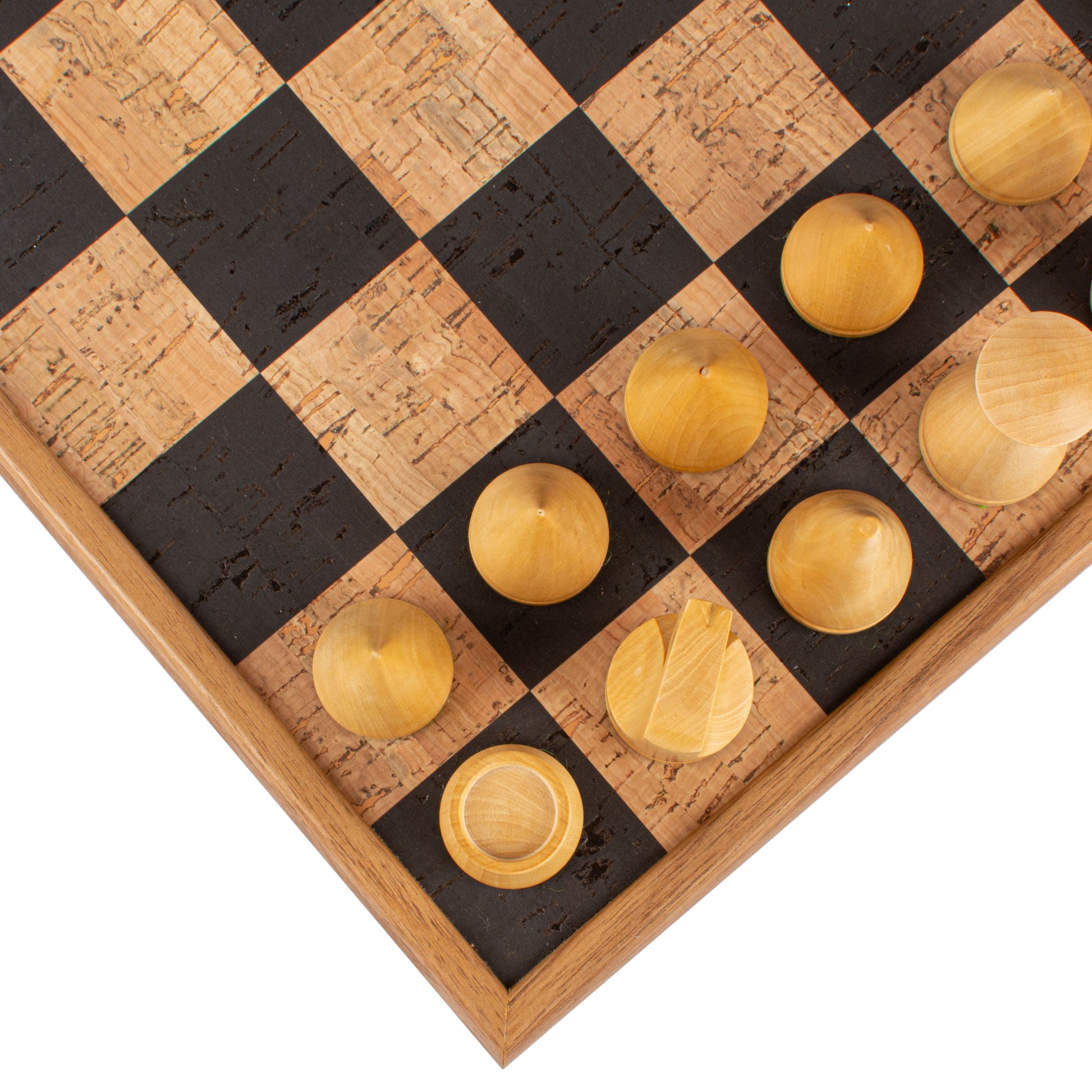 Handcrafted Black-Natural Cork Chess Set - 40x40cm with Modern Style Wooden Chessmen - Premium Chess from MANOPOULOS Chess & Backgammon - Just €143! Shop now at MANOPOULOS Chess & Backgammon