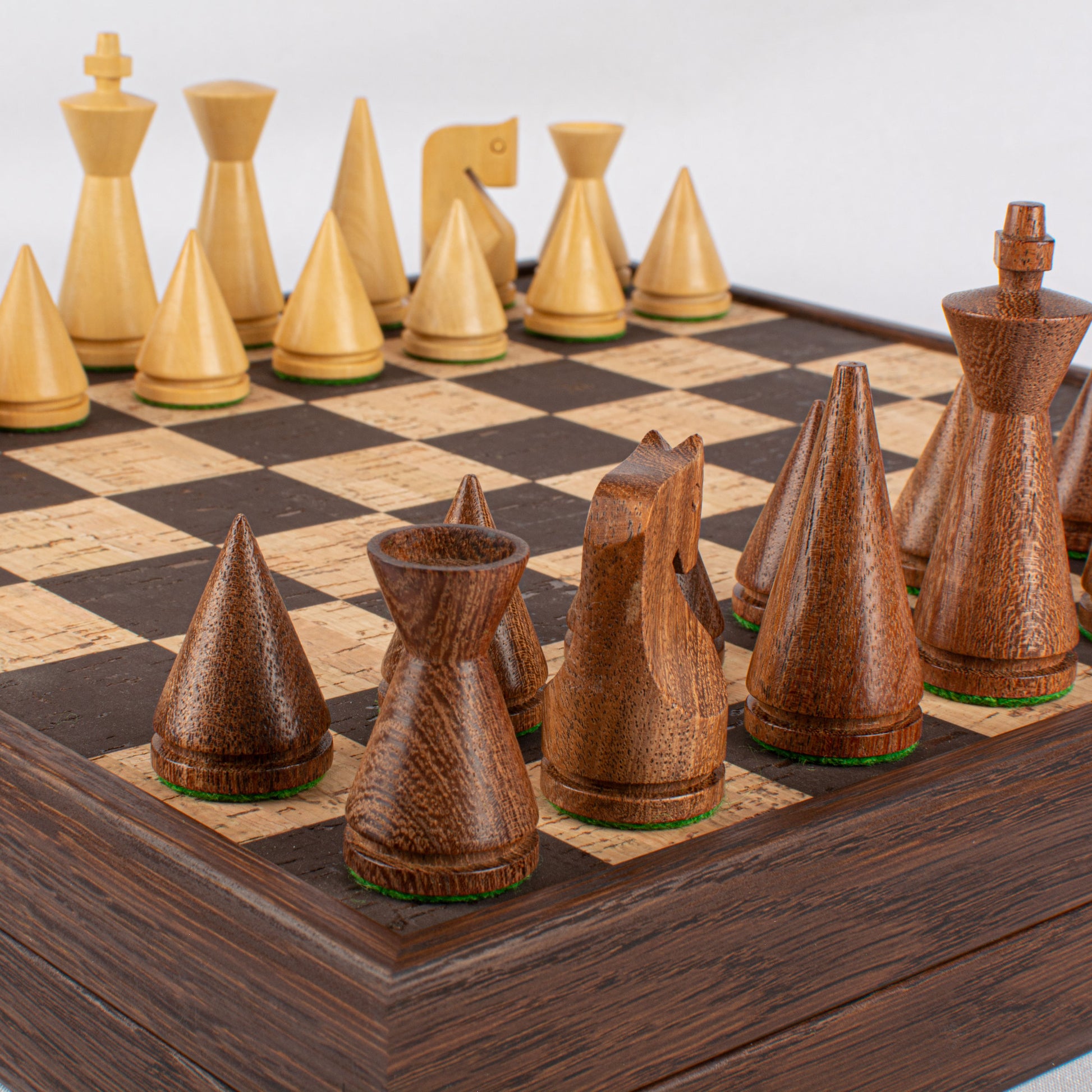 Handcrafted Brown-Natural Cork Chess Set - 40x40cm with Modern Style Wooden Chessmen - Premium Chess from MANOPOULOS Chess & Backgammon - Just €143! Shop now at MANOPOULOS Chess & Backgammon