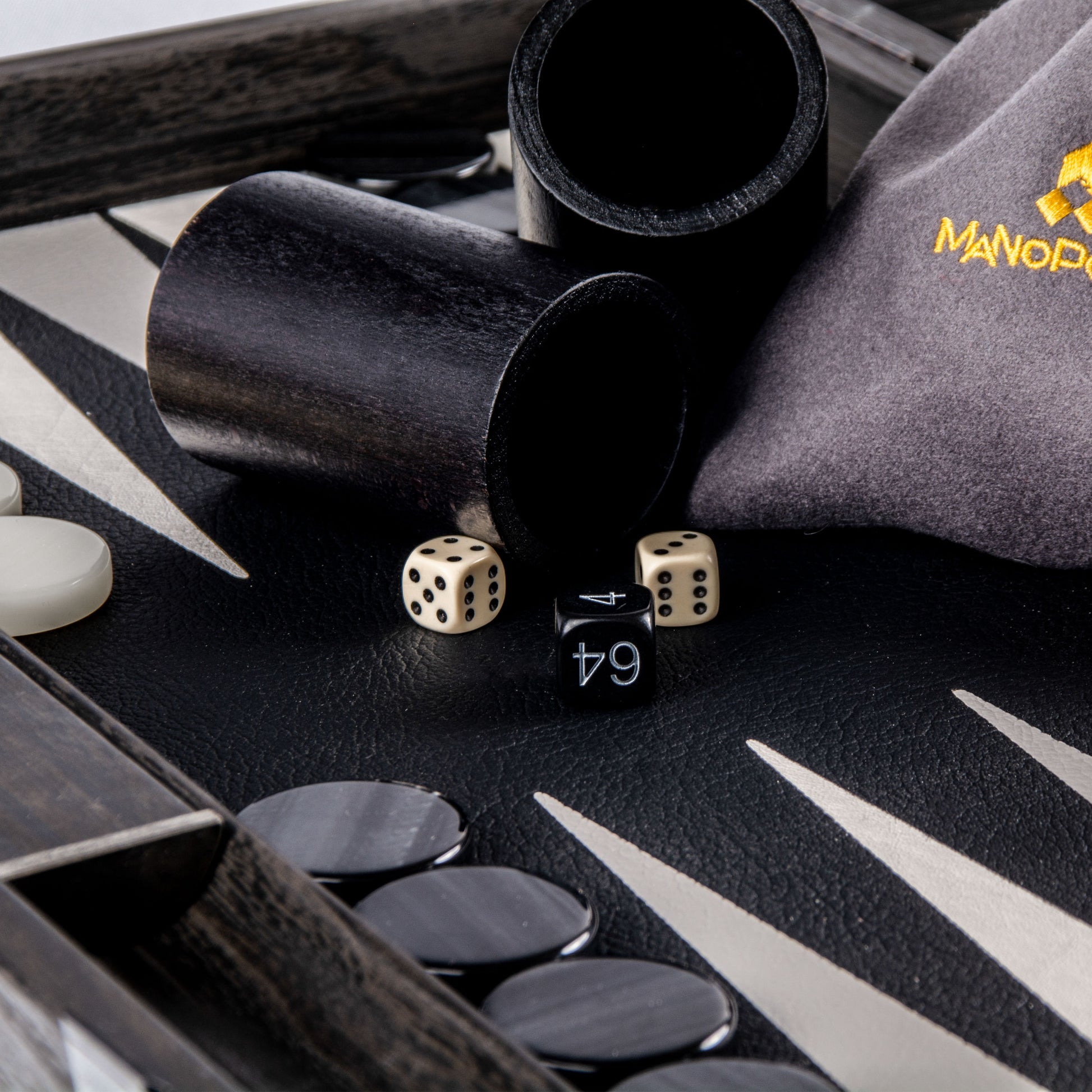 Premium Leatherette Classic Black Backgammon Set - Premium Backgammon from MANOPOULOS Chess & Backgammon - Just €215! Shop now at MANOPOULOS Chess & Backgammon