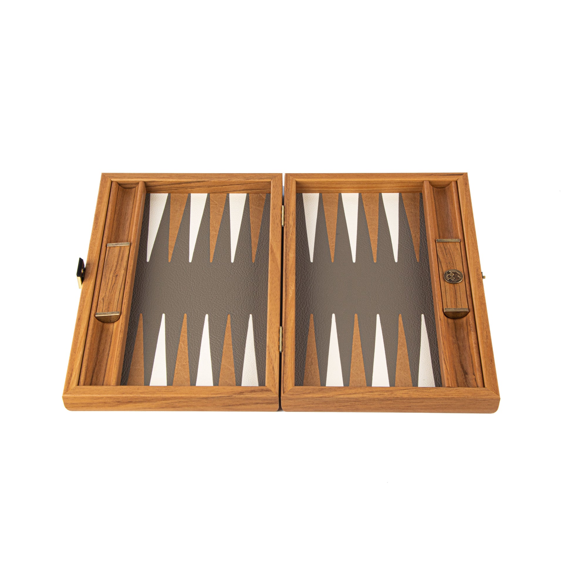 Premium Leatherette Grey Beige Ostrich Tote Backgammon Set (Travel Size) - Premium Backgammon from MANOPOULOS Chess & Backgammon - Just €119! Shop now at MANOPOULOS Chess & Backgammon