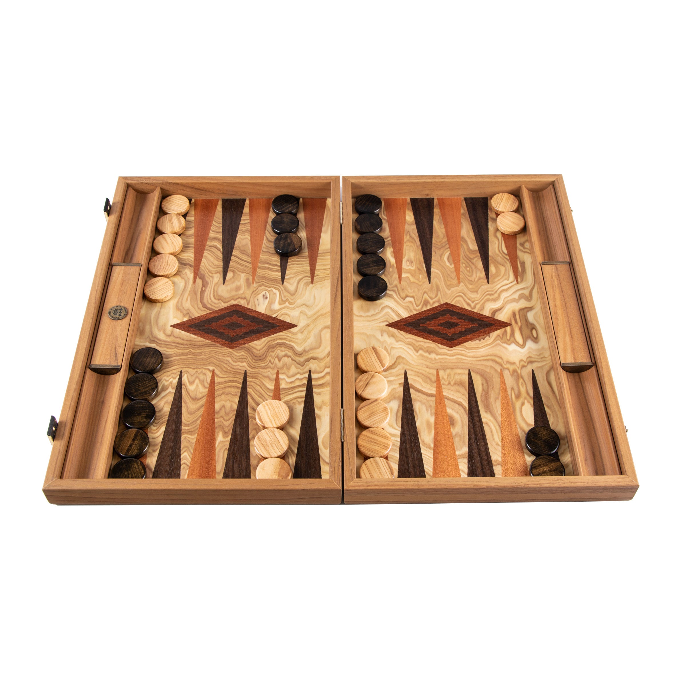 Premium Handcrafted Olive Burl Backgammon Set with Olive Wood Checkers ...