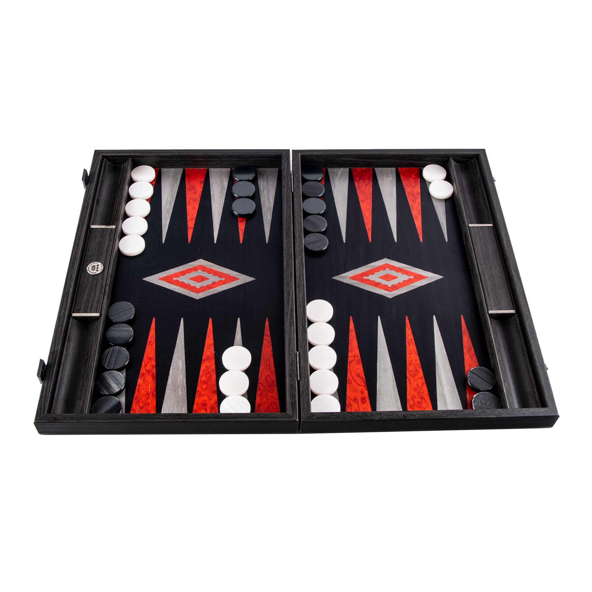 BLACK OAK with SILVER STRIPES Backgammon - Premium Backgammon from MANOPOULOS Chess & Backgammon - Just €240! Shop now at MANOPOULOS Chess & Backgammon
