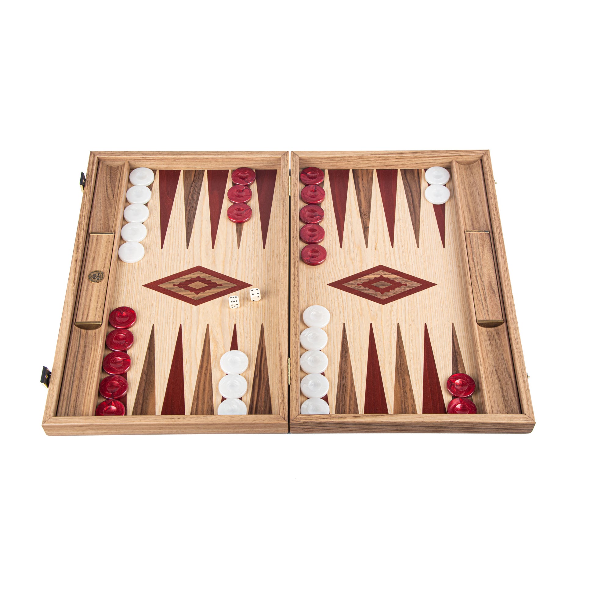 OAK & AMERICAN WALNUT Backgammon with Side Racks - Premium Backgammon from MANOPOULOS Chess & Backgammon - Just €156! Shop now at MANOPOULOS Chess & Backgammon