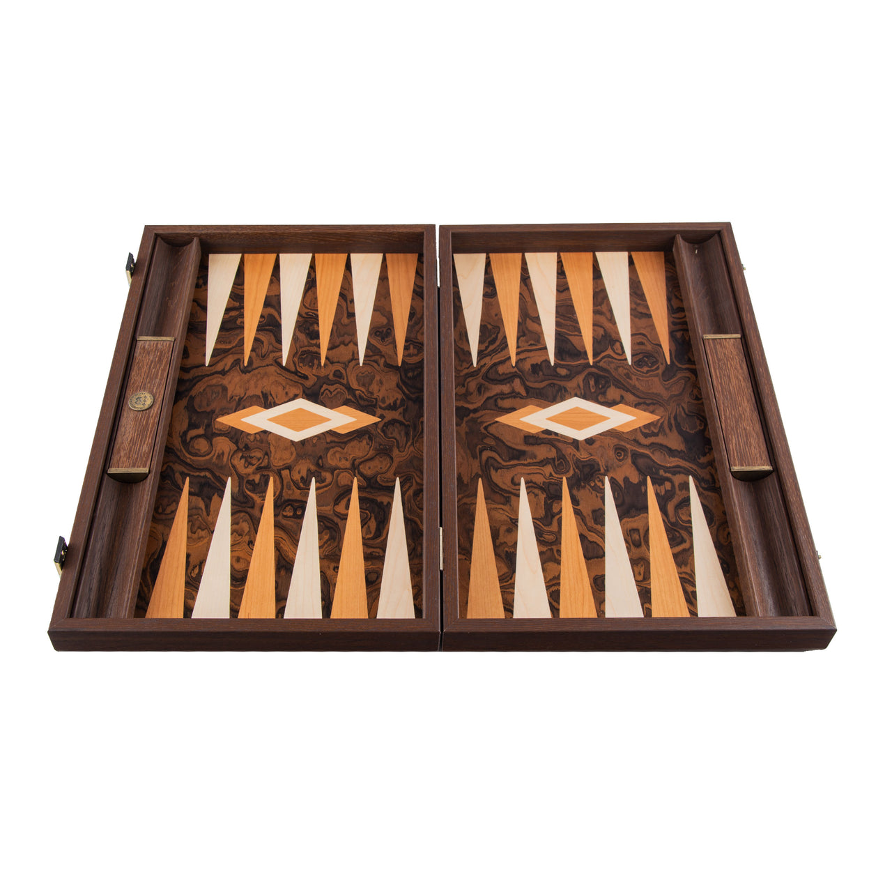 CALIFORNIA WALNUT BURL Backgammon - MANOPOULOS Chess & Backgammon